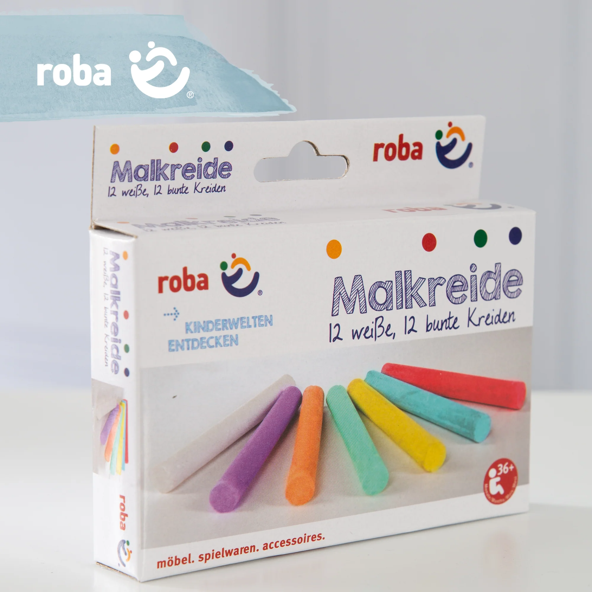Malkreide Set 24 tlg (12 weiß, 12 bunt), für Tafel & Asphalt, Schul-Spielzeug für Kinder - Image 3