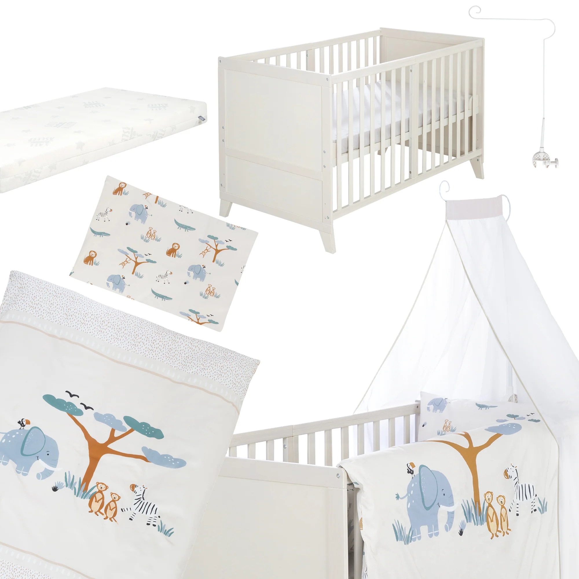 Babybettset 'Savanna Friends' 70 x 140 inkl. kompletter Ausstattung - Naturgrau / Beige - Image 7