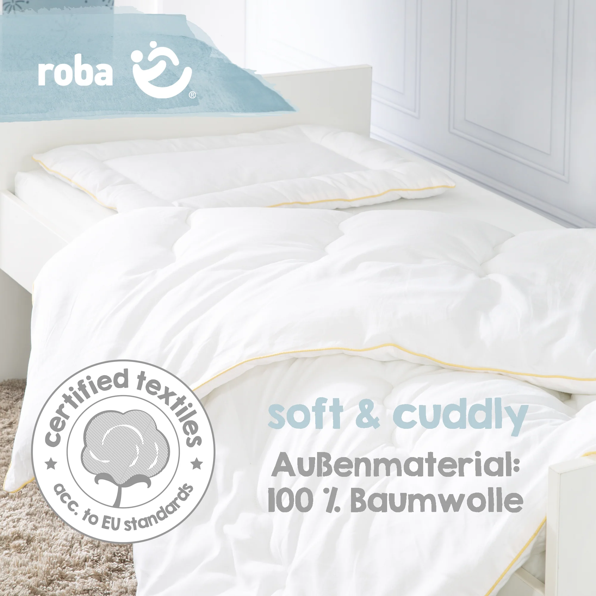 Kindersteppbett, ganzjähriges Baby-Set (Inlett), weiß, Decke 100 x 135 cm und Kissen 40 x 60 cm - Image 6