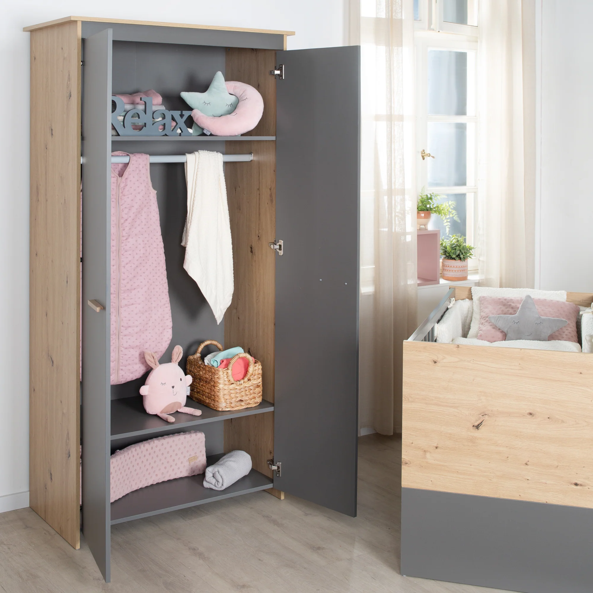 Kinderzimmerset 'Anna' 3-teilig - Anthrazit / Dekor Kent Eiche - Image 4