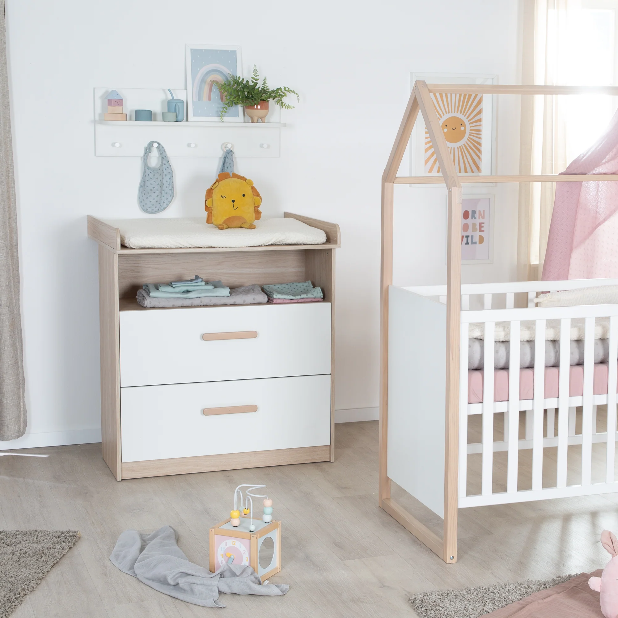 Babyzimmer Set Cabane 3-teilig in Hausoptik - Weiß / Dekor Eiche - Image 16