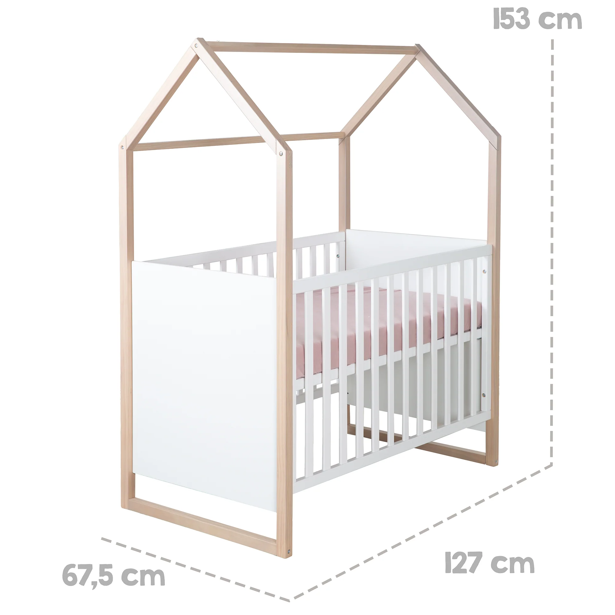 Babyzimmer Set Cabane 3-teilig in Hausoptik - Weiß / Dekor Eiche - Image 24