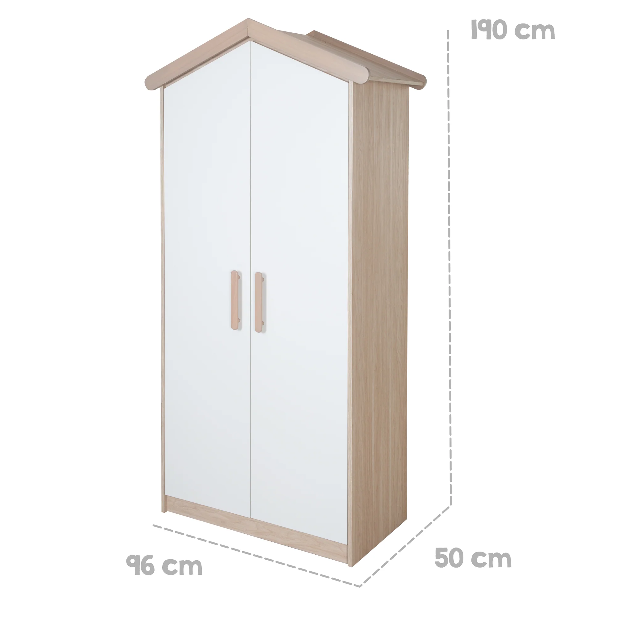 Babyzimmer Set Cabane 3-teilig in Hausoptik - Weiß / Dekor Eiche - Image 7