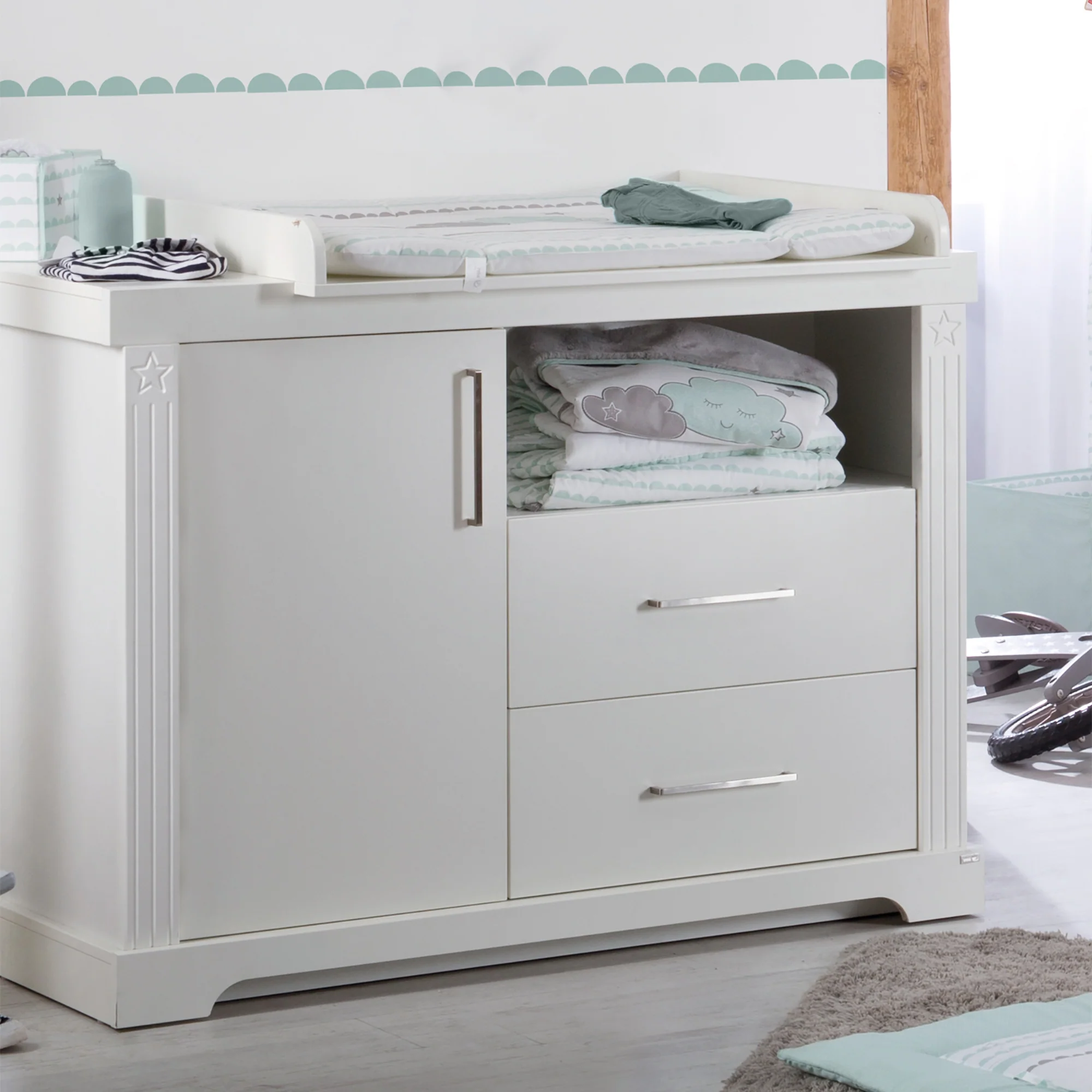 Möbelset 'Maxi' inkl. Kombi-Bett 70 x 140 cm, Wickelkommode & 3-türigem Kleiderschrank, weiß - Image 11