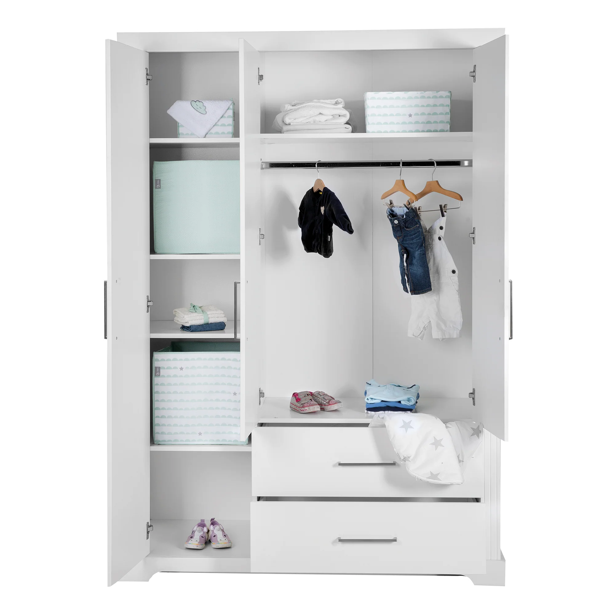 Möbelset 'Maxi' inkl. Kombi-Bett 70 x 140 cm, Wickelkommode & 3-türigem Kleiderschrank, weiß - Image 13