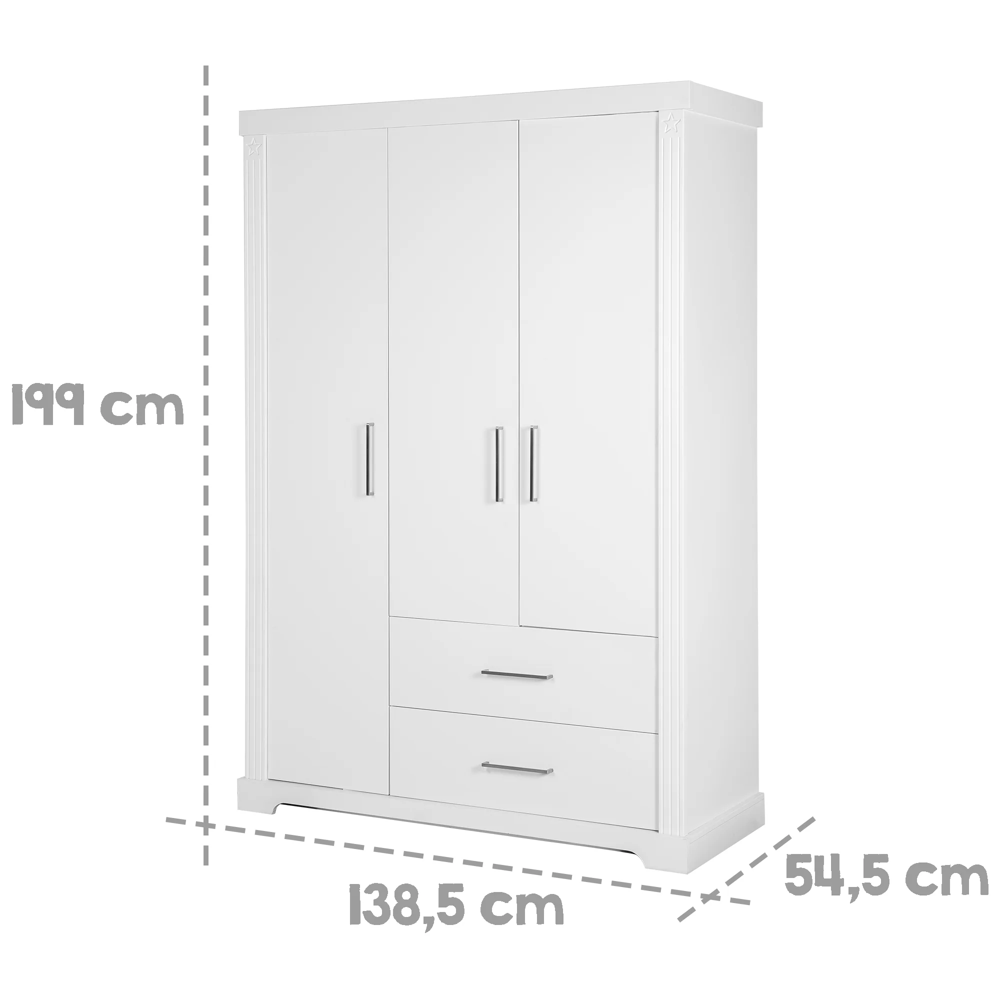 Möbelset 'Maxi' inkl. Kombi-Bett 70 x 140 cm, Wickelkommode & 3-türigem Kleiderschrank, weiß - Image 16