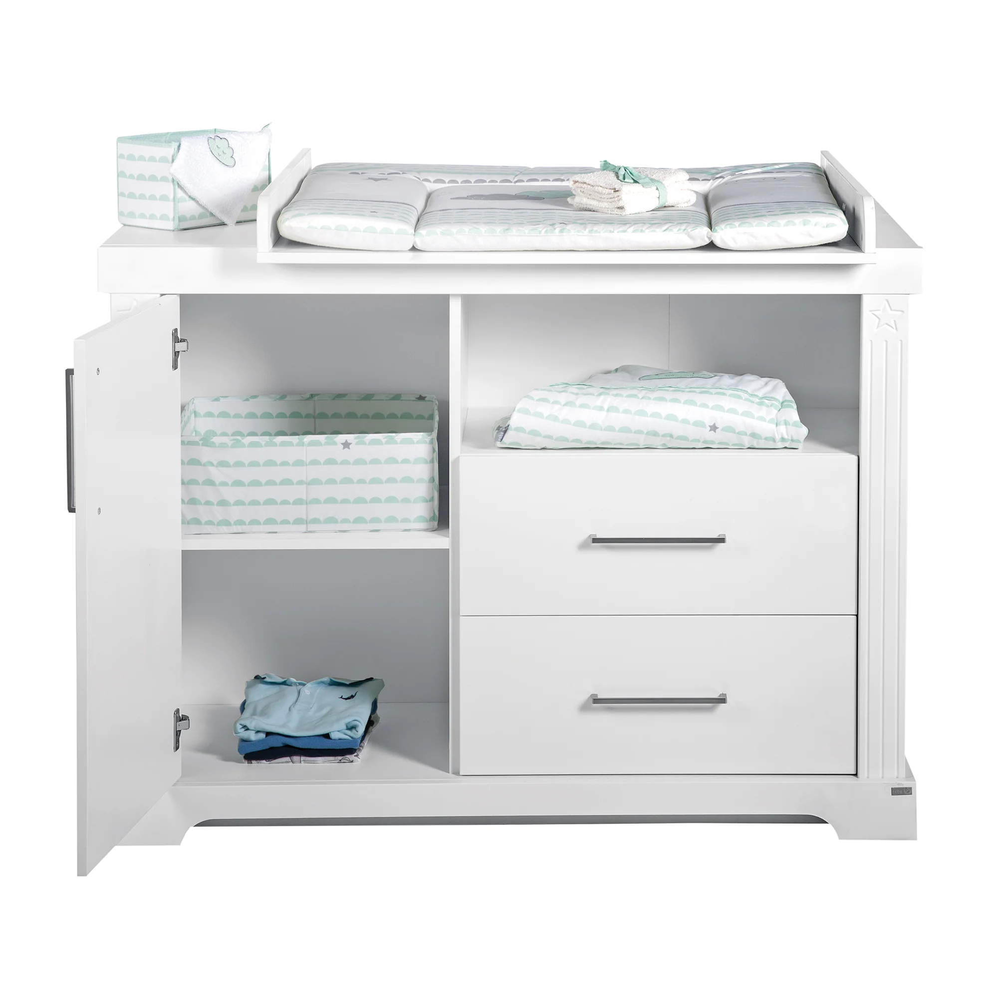 Möbelset 'Maxi' inkl. Kombi-Bett 70 x 140 cm, Wickelkommode & 3-türigem Kleiderschrank, weiß - Image 8