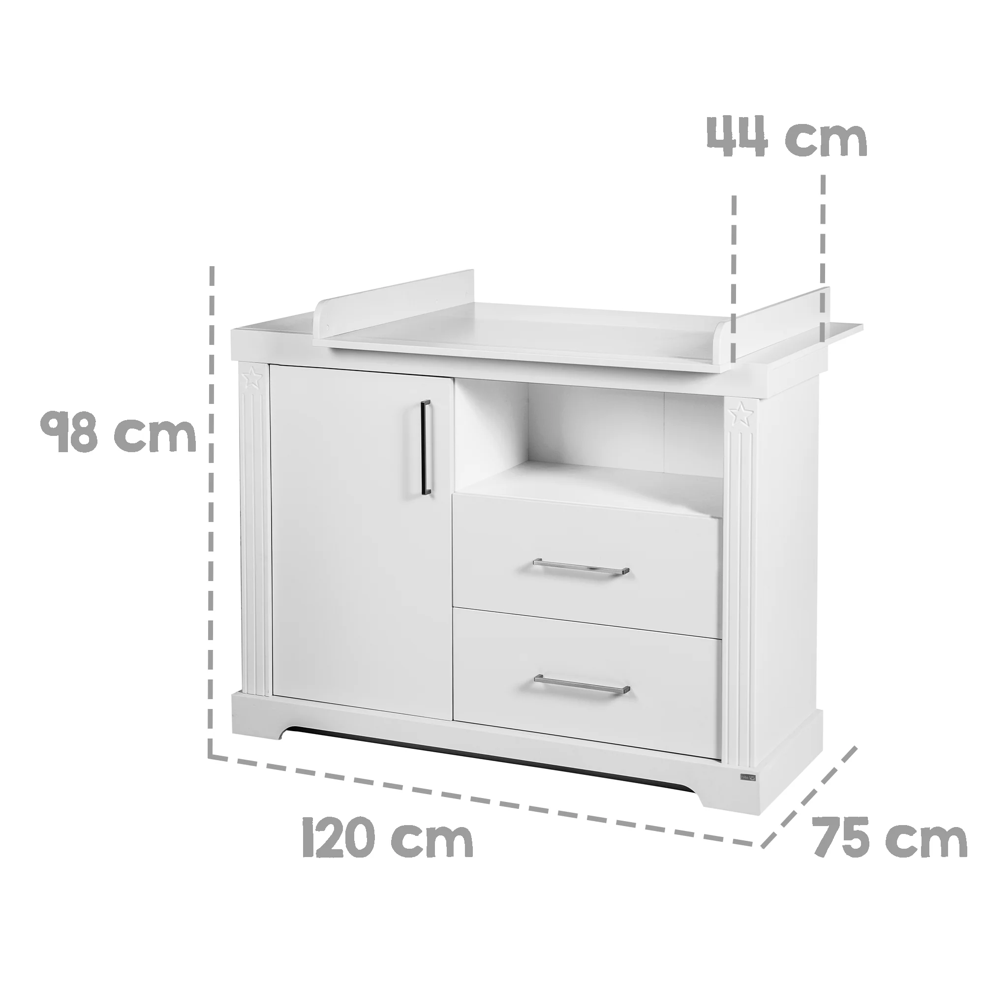 Möbelset 'Maxi' inkl. Kombi-Bett 70 x 140 cm, Wickelkommode & 3-türigem Kleiderschrank, weiß - Image 9