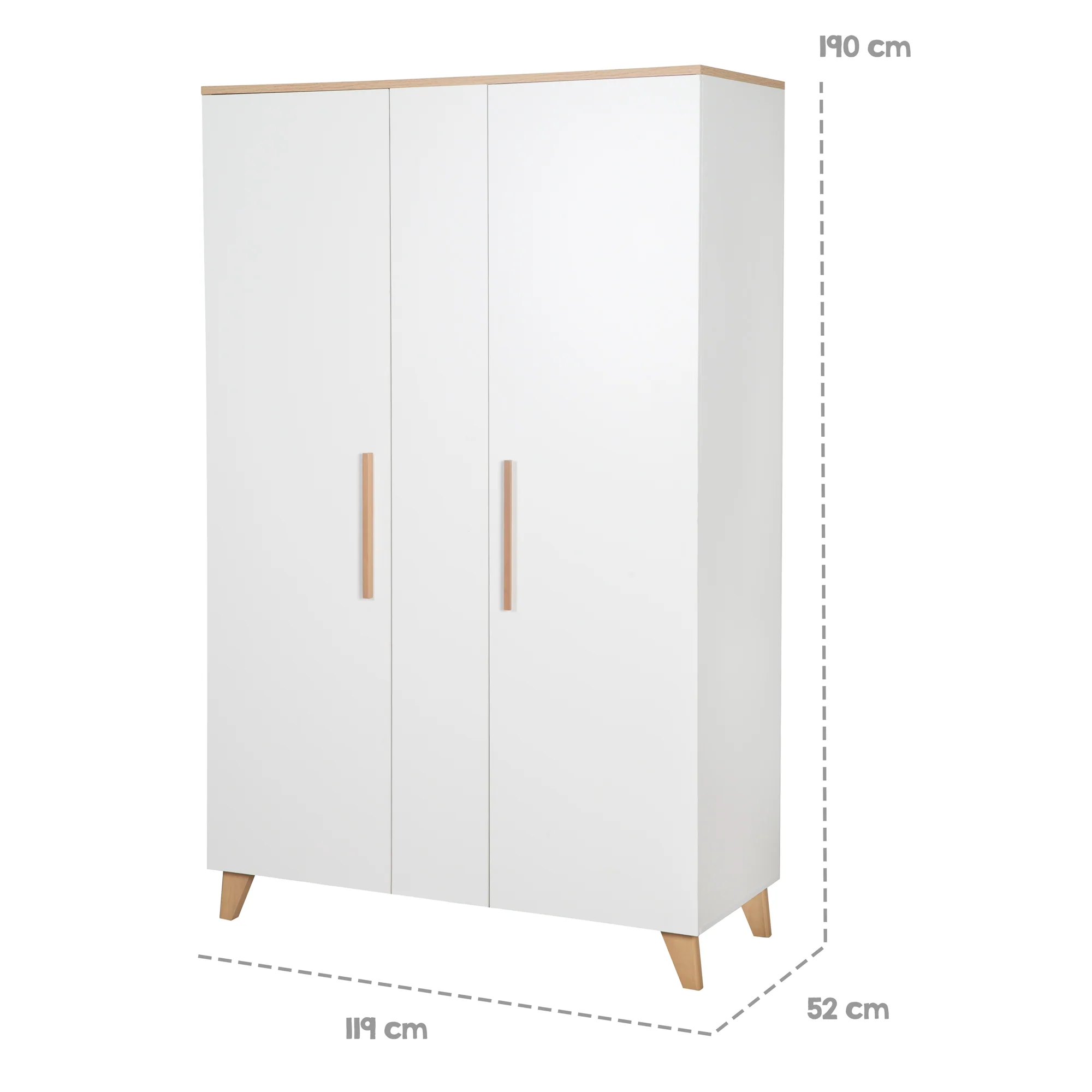 Zimmerset 'Leon' 3-teilig - Kombi-Bett 70x140 + Kommode + Schrank 2,5-türig - Weiß / Eiche - Image 14