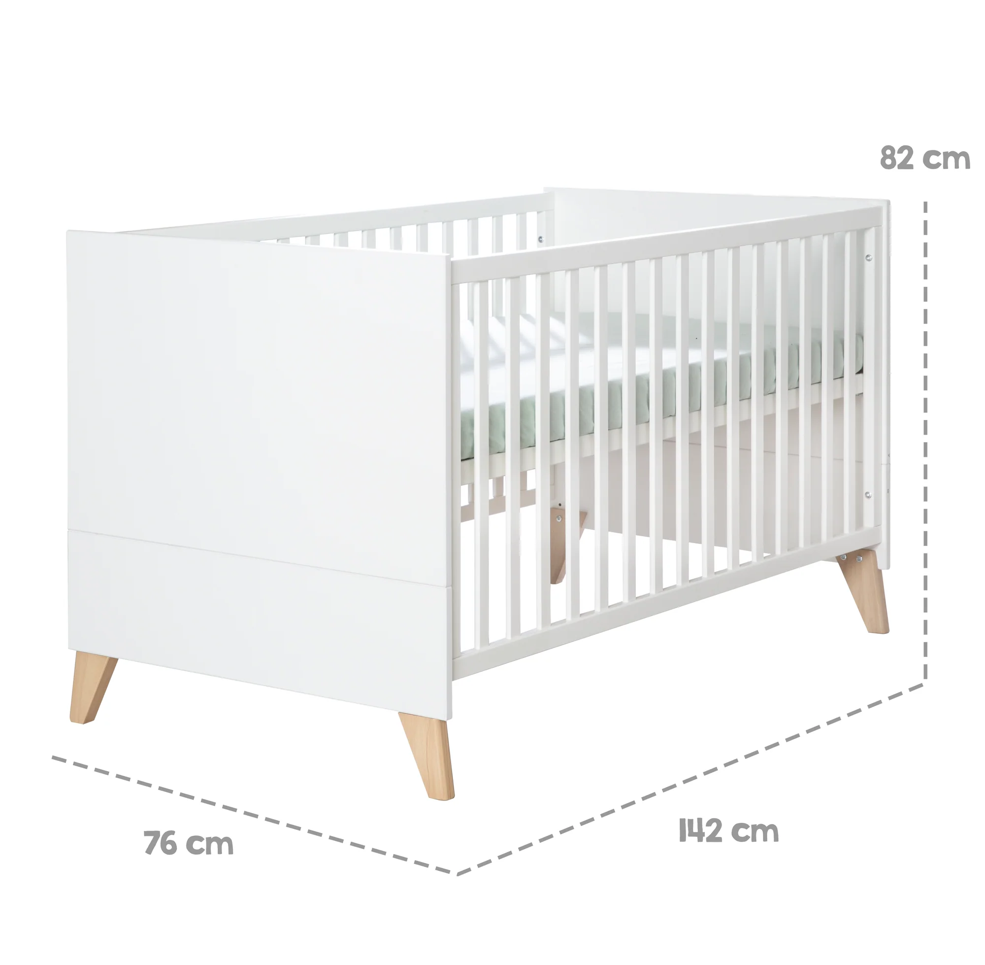 Zimmerset 'Leon' 3-teilig - Kombi-Bett 70x140 + Kommode + Schrank 2,5-türig - Weiß / Eiche - Image 16