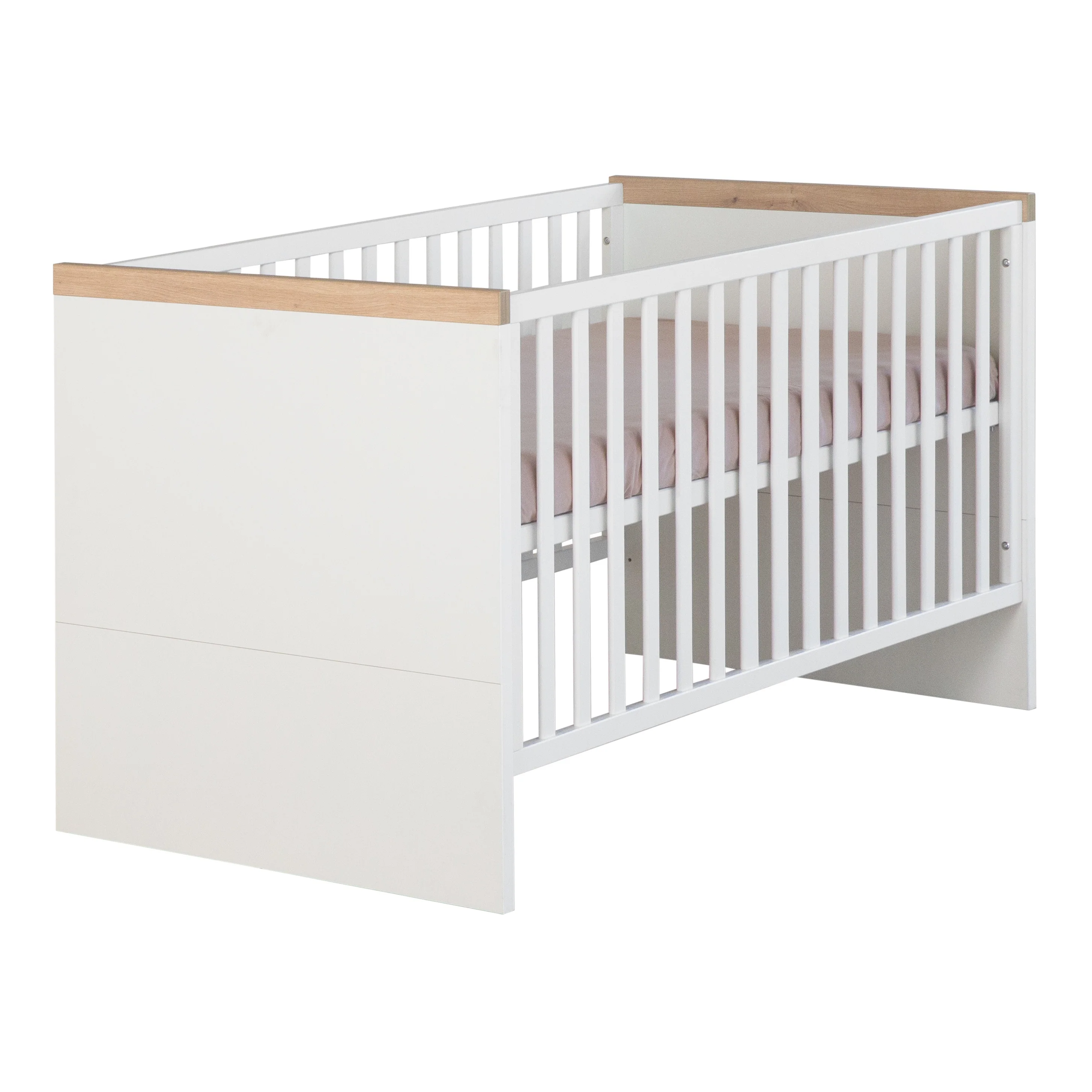 Kinderzimmer Set 'Lumo' 3-teilig - Kombi-Bett + Wickelkommode + Kleiderschrank - Weiß / Artisan Eiche - Image 10