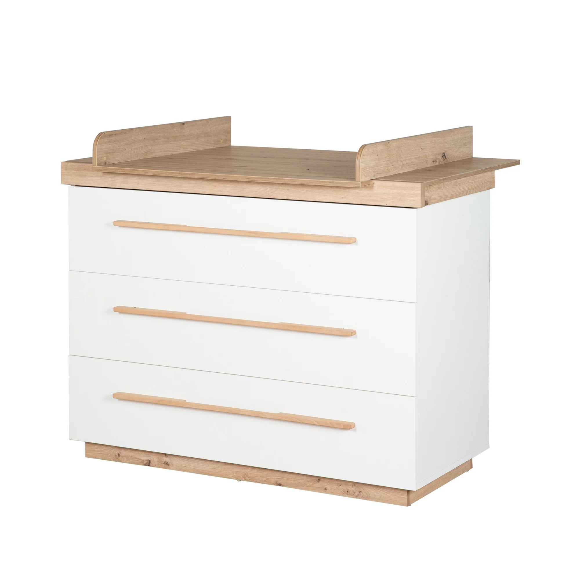 Kinderzimmer Set 'Lumo' 3-teilig - Kombi-Bett + Wickelkommode + Kleiderschrank - Weiß / Artisan Eiche - Image 24
