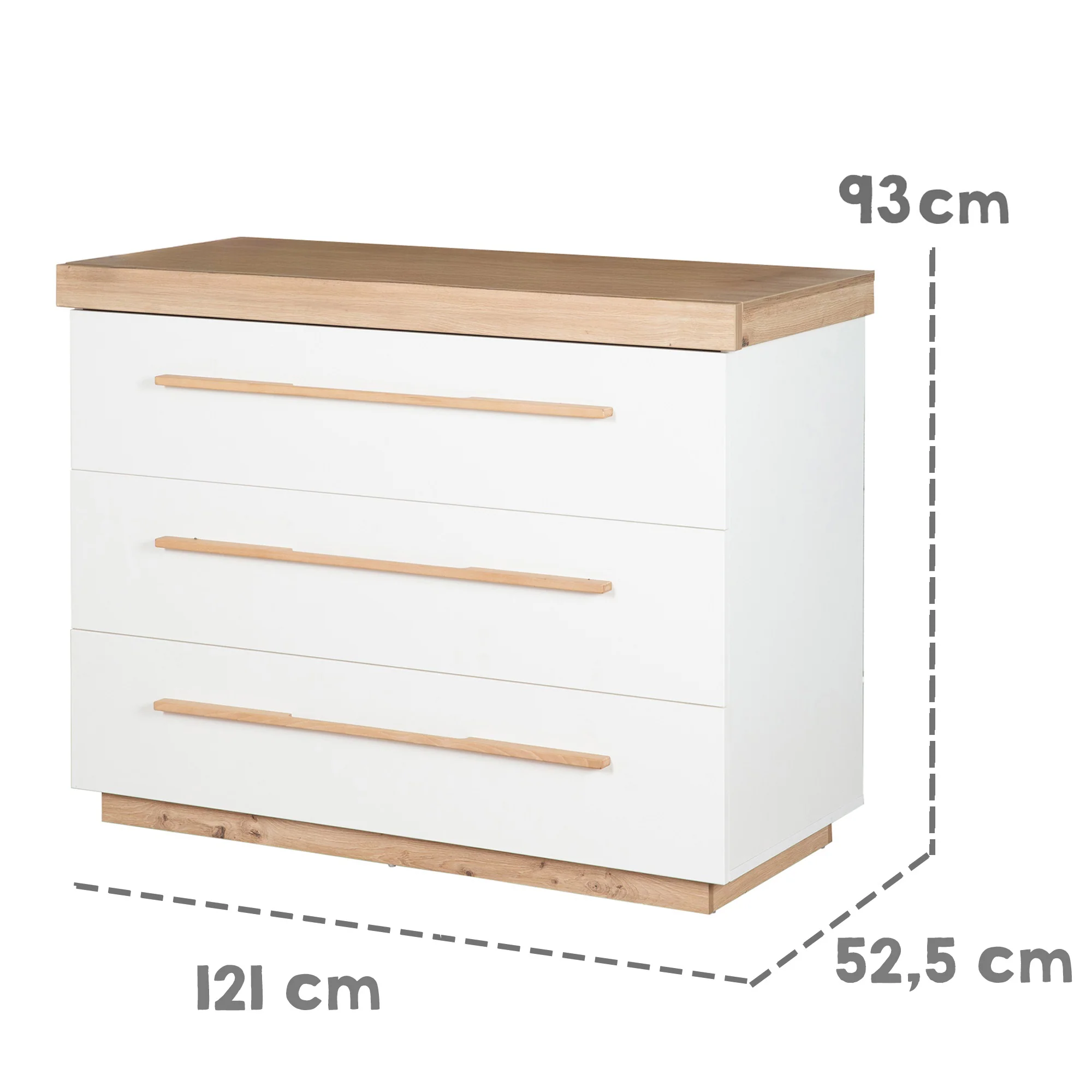 Kinderzimmer Set 'Lumo' 3-teilig - Kombi-Bett + Wickelkommode + Kleiderschrank - Weiß / Artisan Eiche - Image 8