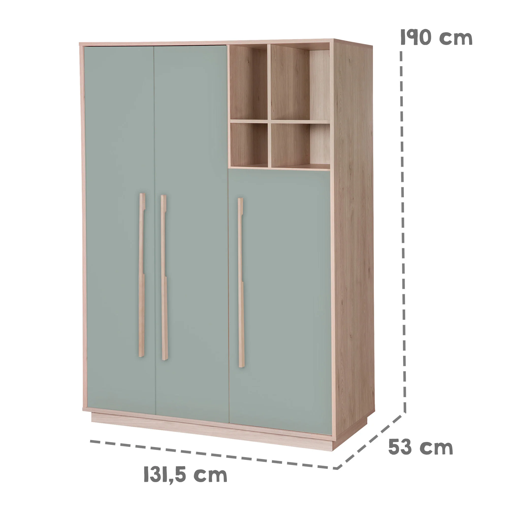 Babyzimmer 'Selva' 3-teilig - Offene Fächer & Soft Close - Reed Green / Virginia Chestnut - Image 8