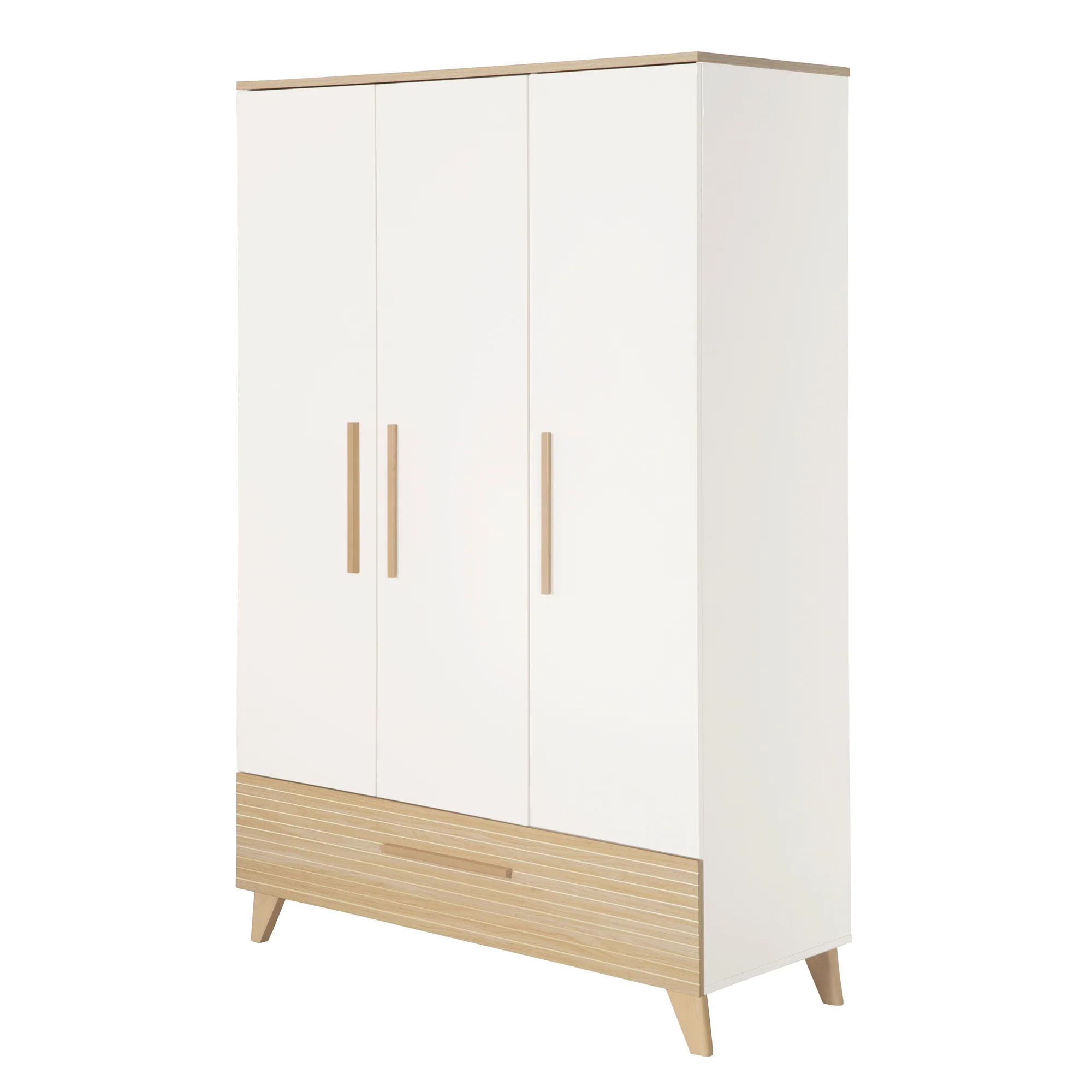 Babyzimmerset 'Theo' 3-teilig - Bett 70x140 + Wickelkommode + Kleiderschrank - Weiß / Eiche - Image 12