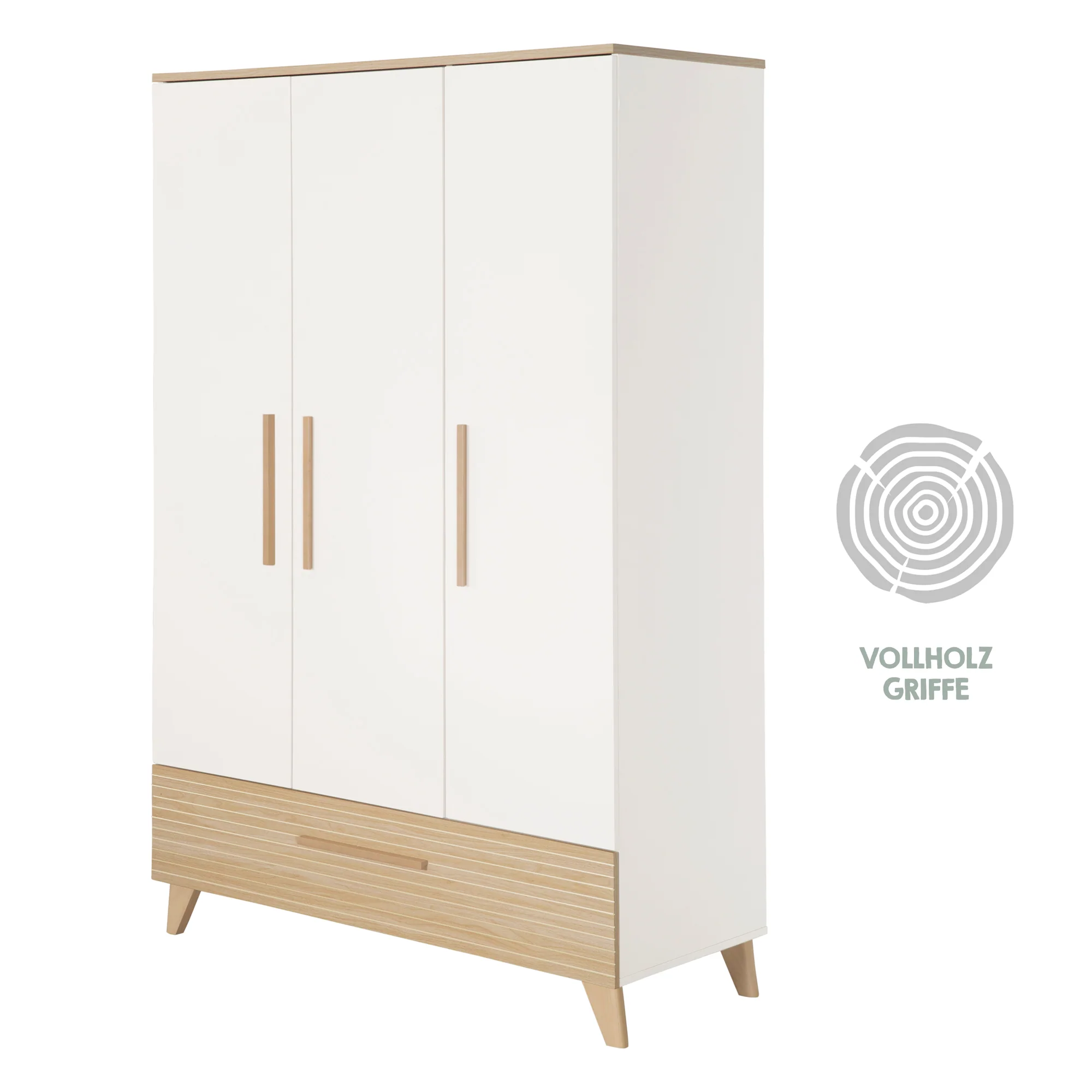Babyzimmerset 'Theo' 3-teilig - Bett 70x140 + Wickelkommode + Kleiderschrank - Weiß / Eiche - Image 15