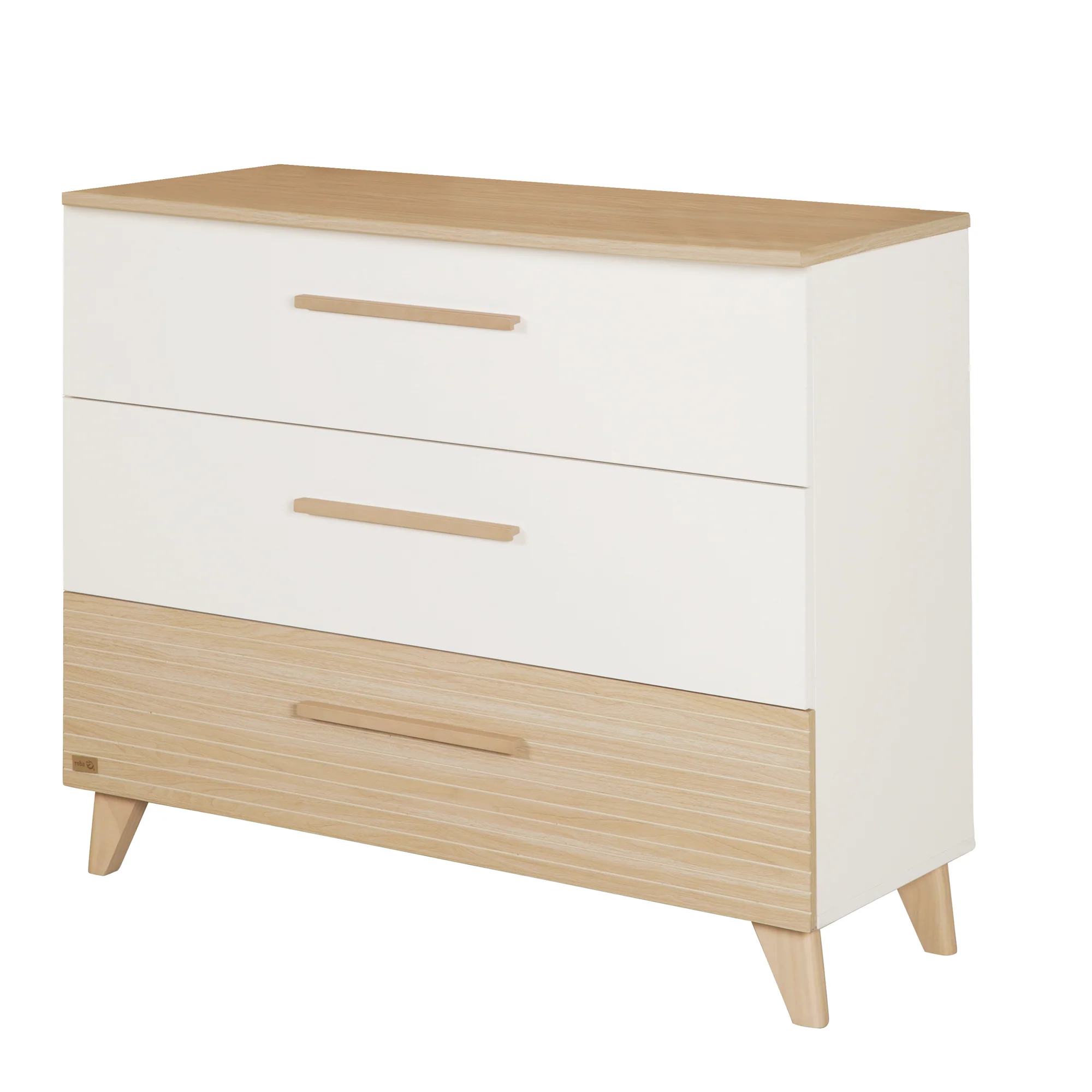 Babyzimmerset 'Theo' 3-teilig - Bett 70x140 + Wickelkommode + Kleiderschrank - Weiß / Eiche - Image 19