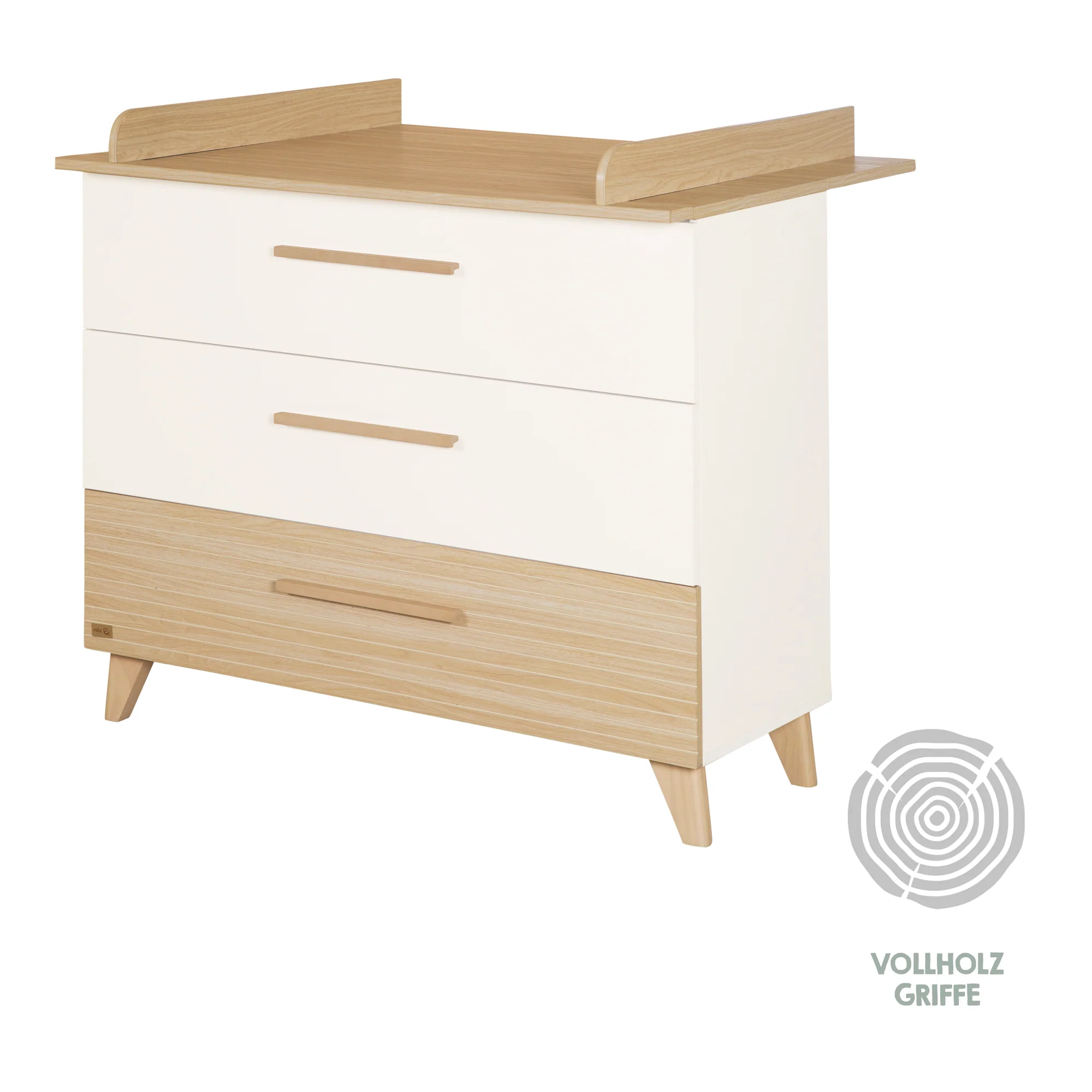 Babyzimmerset 'Theo' 3-teilig - Bett 70x140 + Wickelkommode + Kleiderschrank - Weiß / Eiche - Image 26