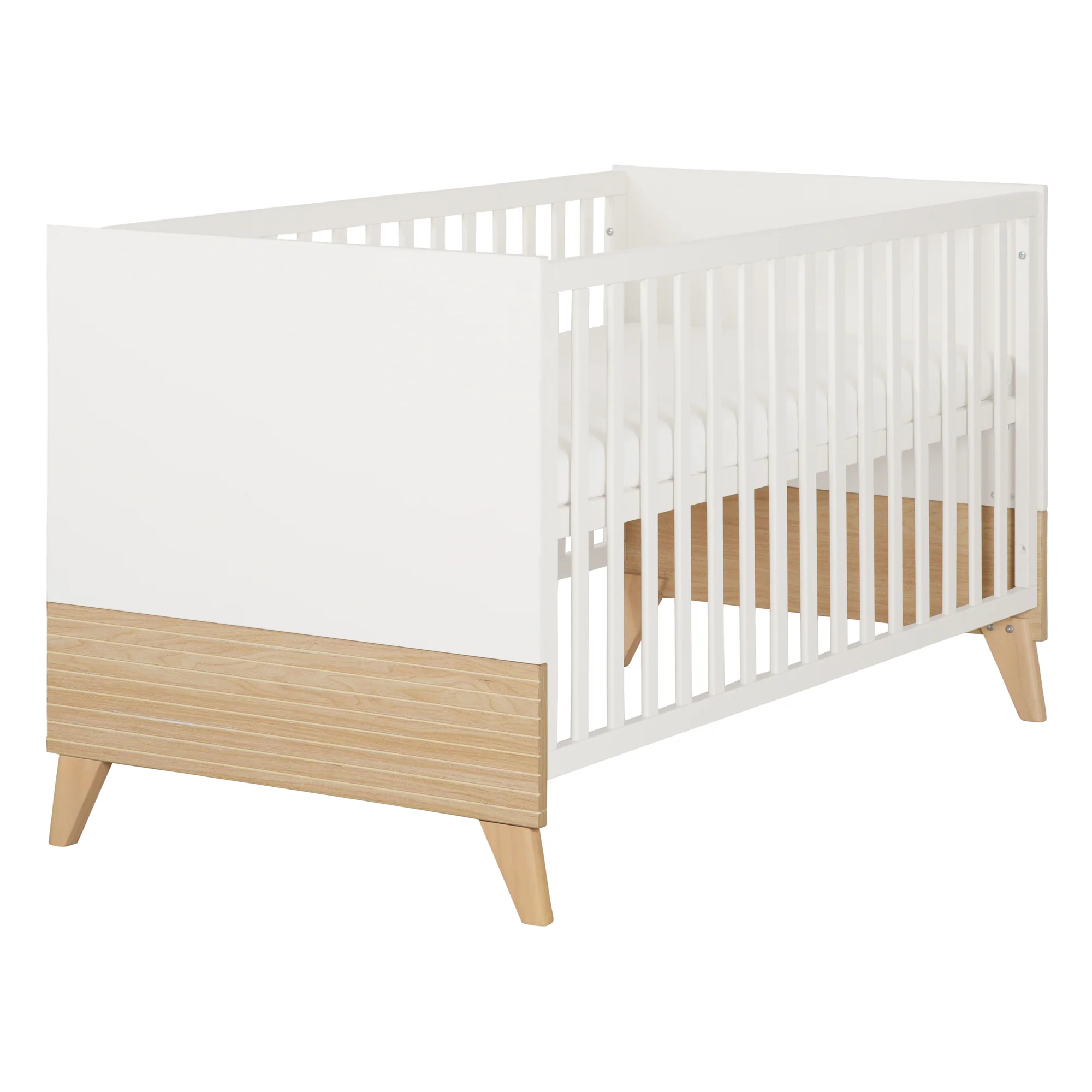Babyzimmerset 'Theo' 3-teilig - Bett 70x140 + Wickelkommode + Kleiderschrank - Weiß / Eiche - Image 32