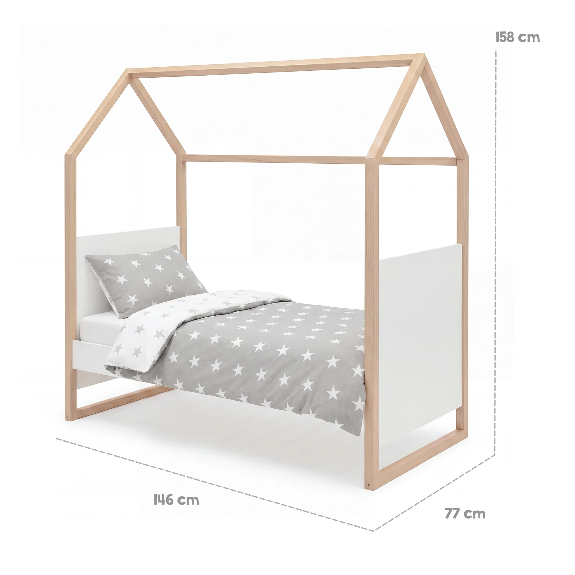 Möbelset 'Noah' 2-teilig mit Hausbett in 70x140 cm - Weiß / Tristan Eiche - Image 19