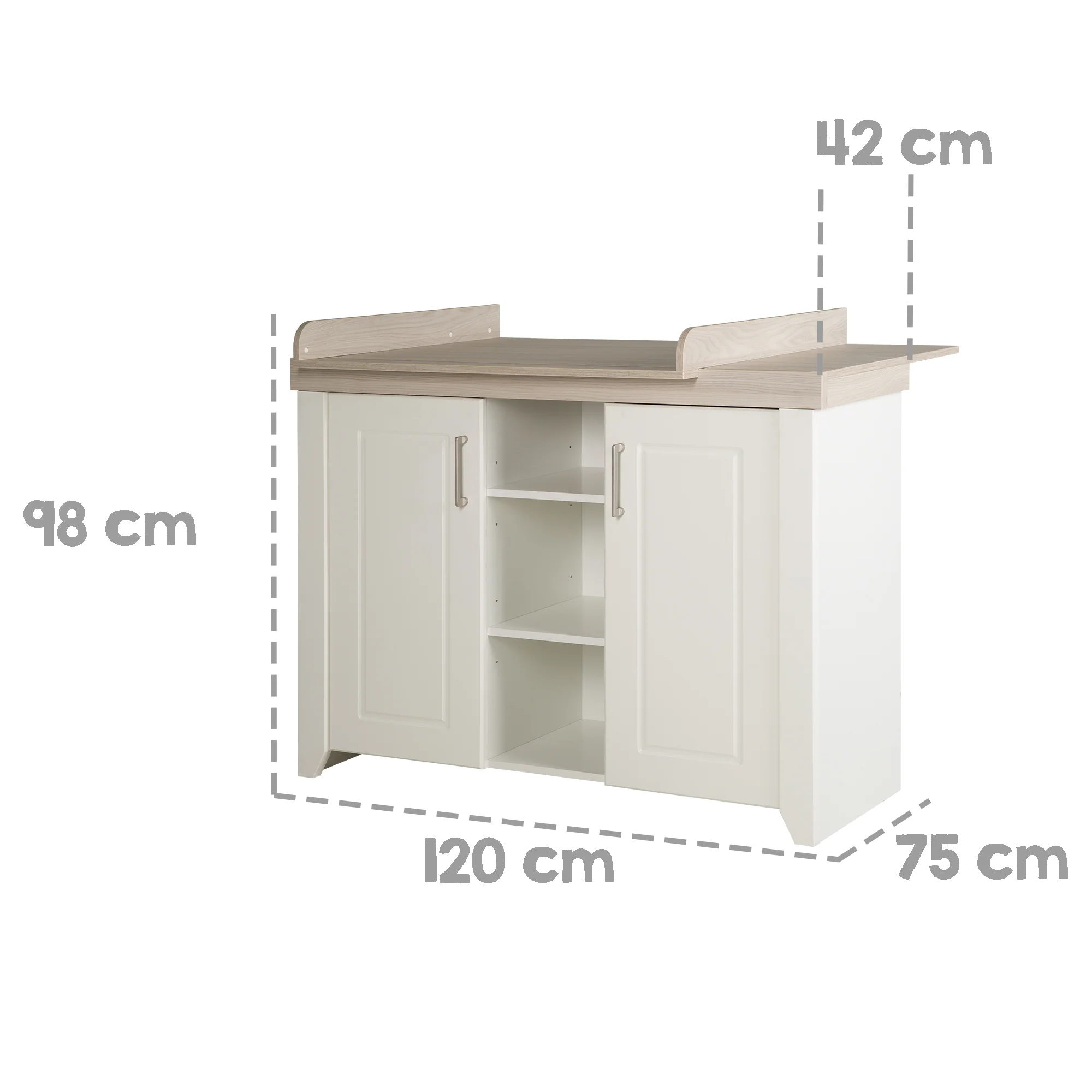 Zimmerset 'Felicia', inkl. Kombi-Bett 70 x 140 cm & breiter Wickelkommode, Luna Elm/weiß - Image 15