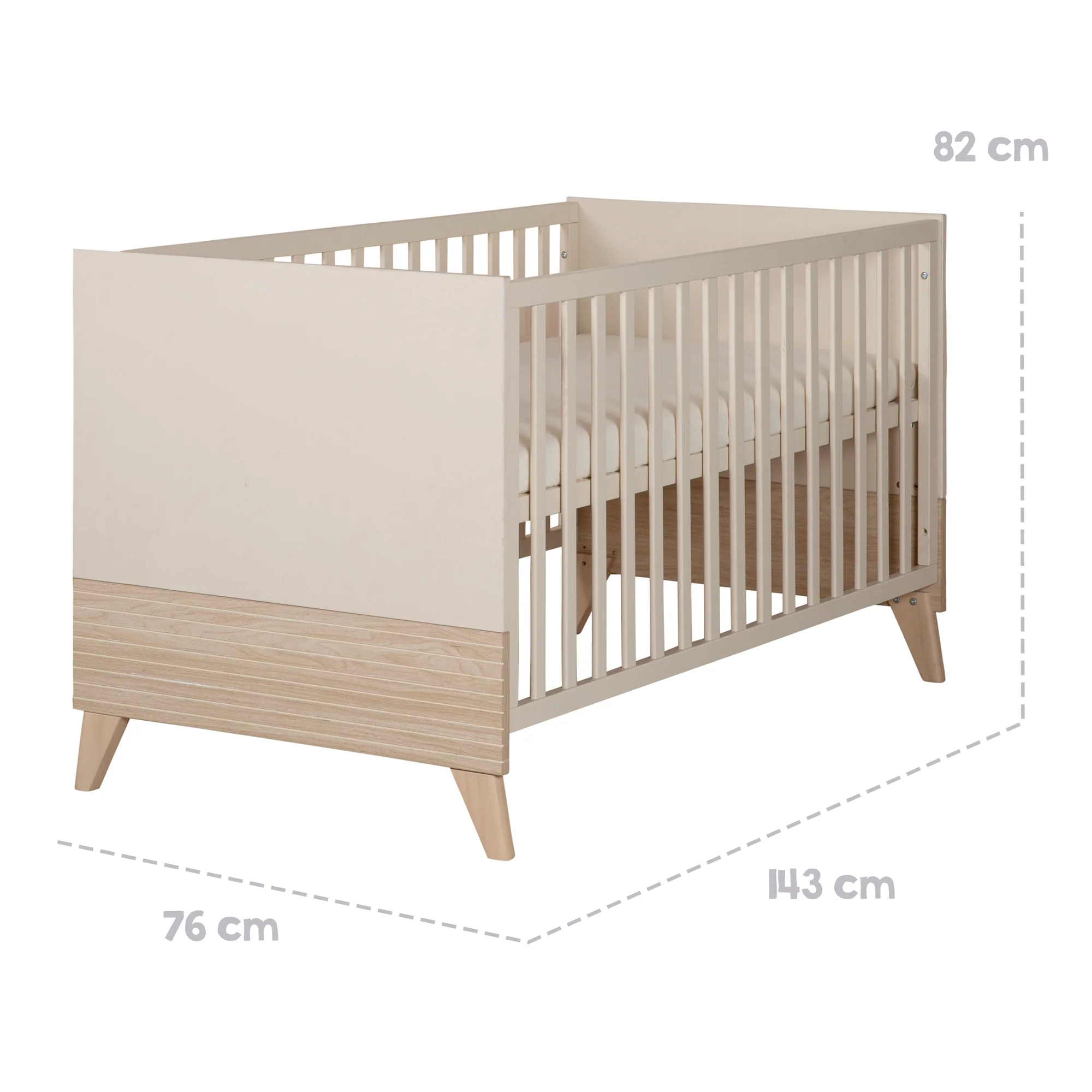 Möbelset 'Sidney' 2-teilig - Kinderbett 70x140 cm + Wickelkommode - Cashmere / Eichen Dekor - Image 19
