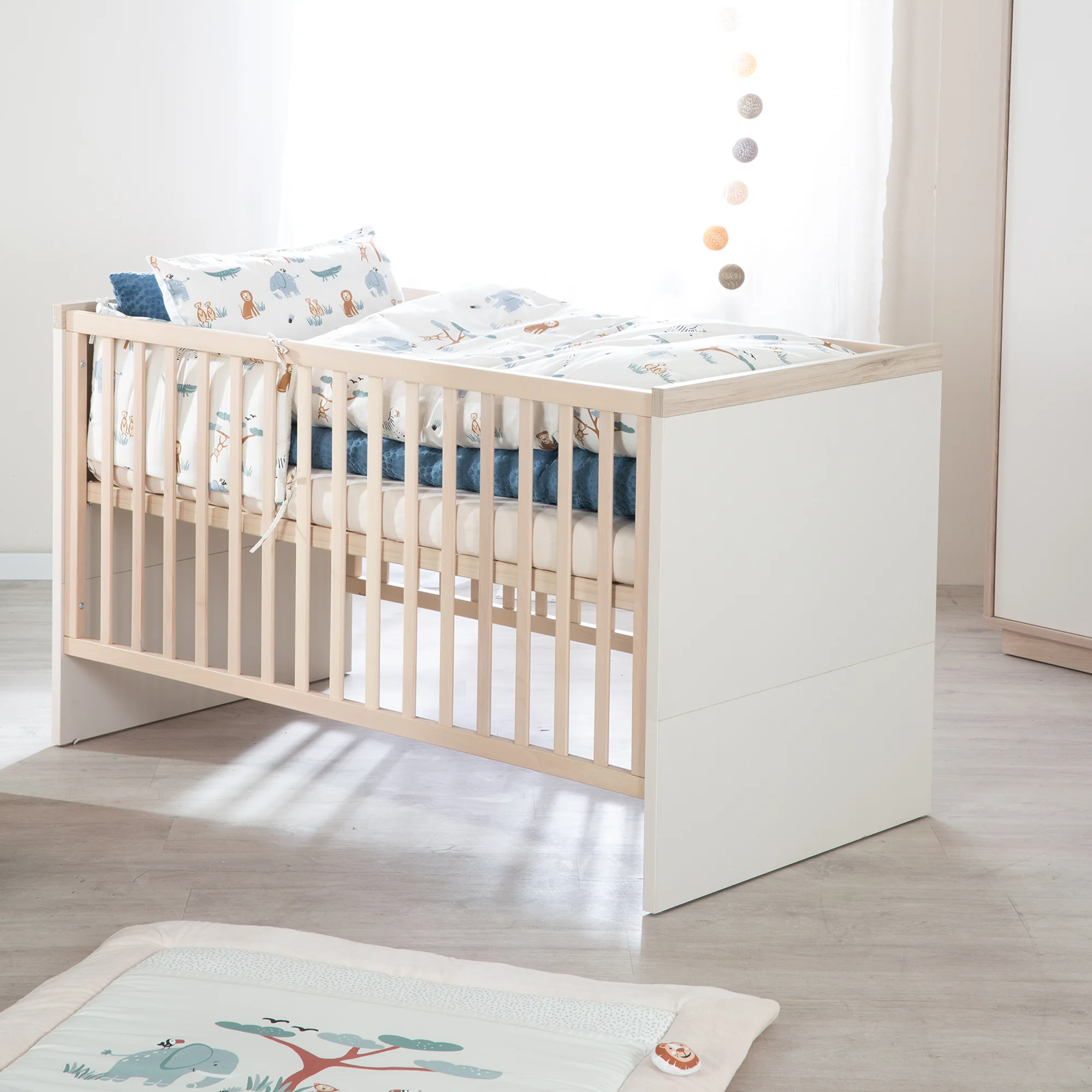 Möbelset 2-teilig 'Elva' - Babybett 70x140 + Wickelkommode - Cashmere / Virginia Chestnut - Image 15