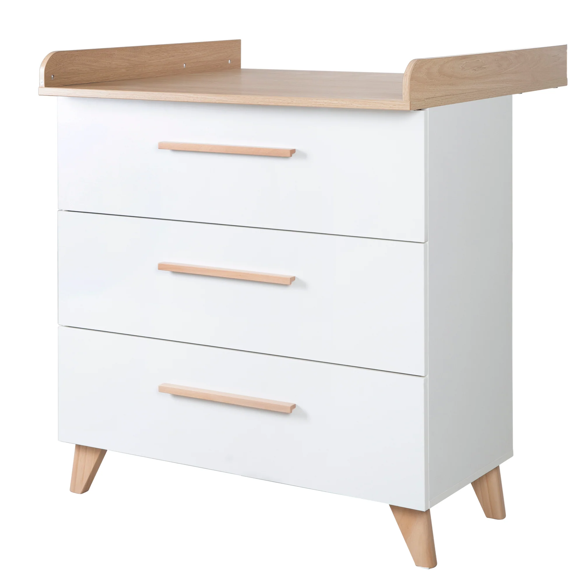 Möbelset 'Leon' 2-teilig - Kombi-Bett 70x140 cm & Wickelkommode - Weiß / Othello Eiche - Image 9