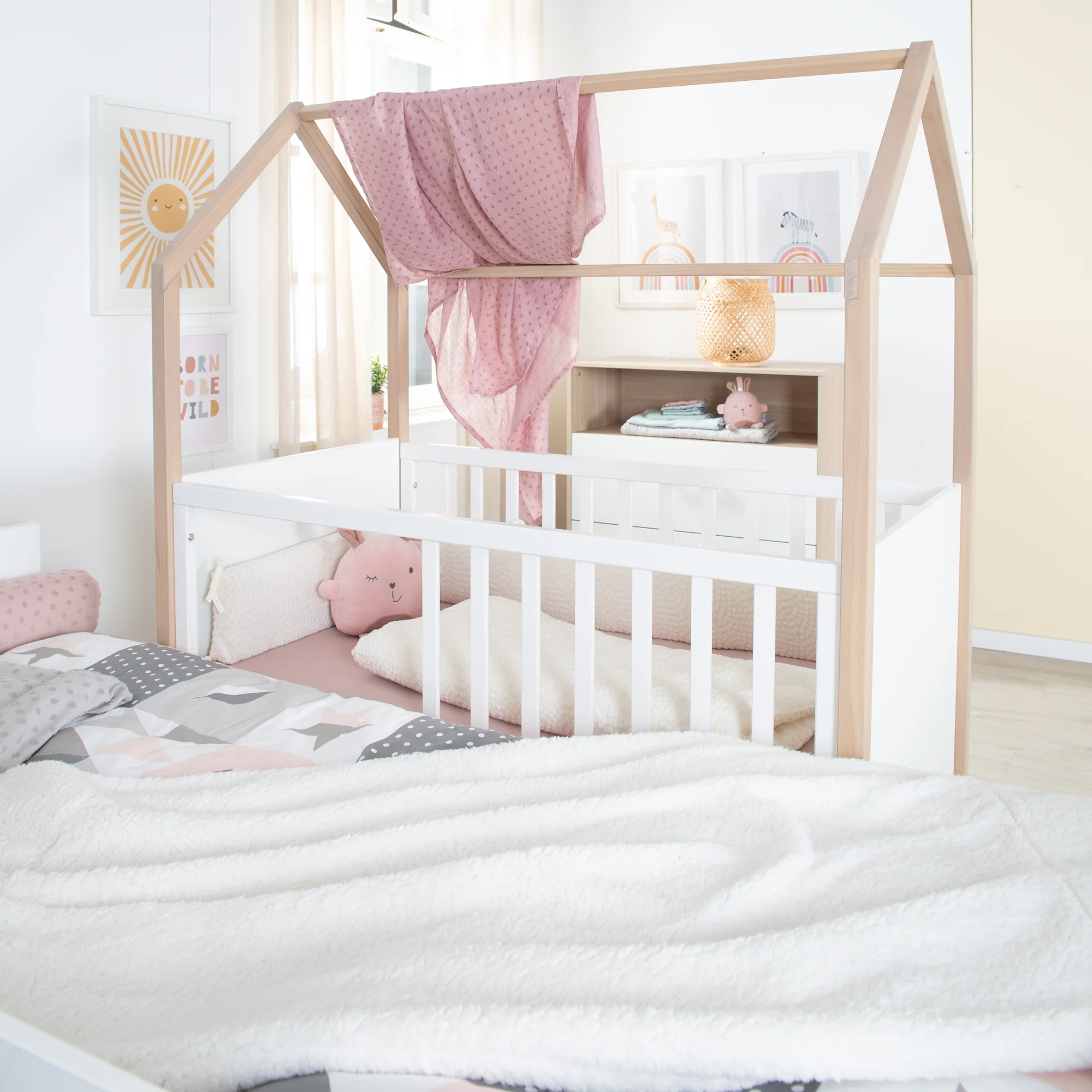 Babyzimmerset 'Noah' 3-teilig mit Hausbett in 60x120 cm - Weiß / Tristan Eiche - Image 18