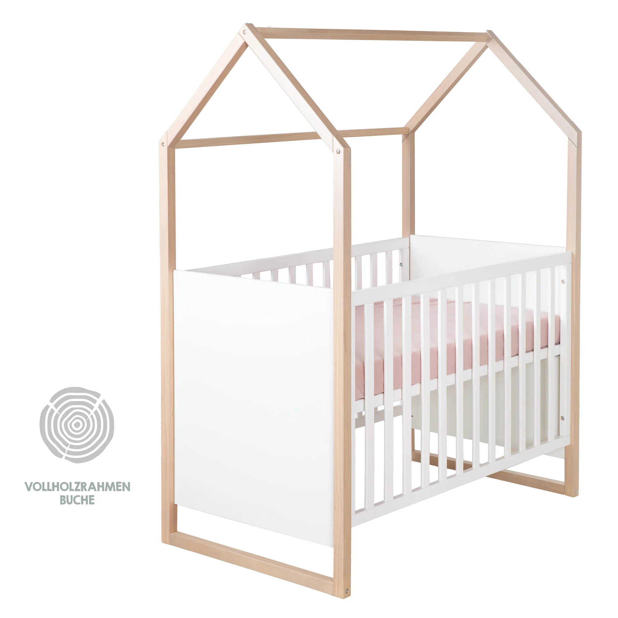Babyzimmerset 'Noah' 3-teilig mit Hausbett in 60x120 cm - Weiß / Tristan Eiche - Image 21