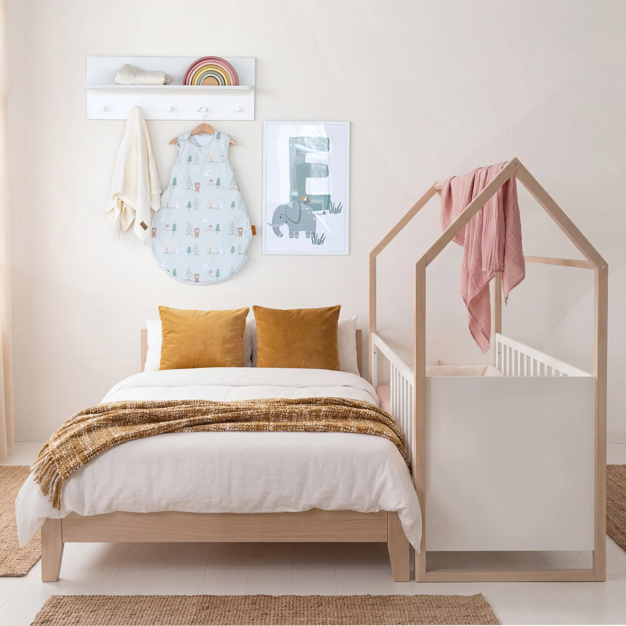 Babyzimmerset 'Noah' 3-teilig mit Hausbett in 60x120 cm - Weiß / Tristan Eiche - Image 3