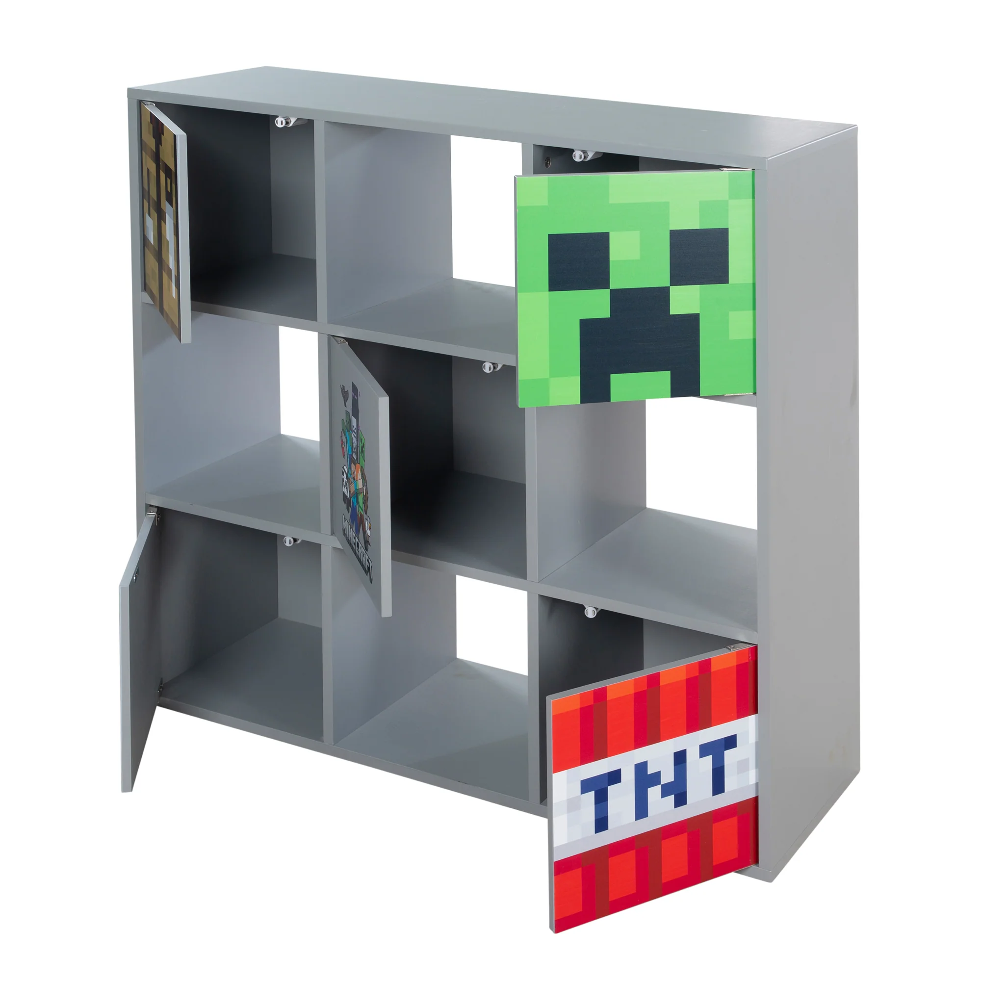 Regal 'Minecraft' mit 4 Fächern & 5 Türen - Push to Open System - Grau - Image 3