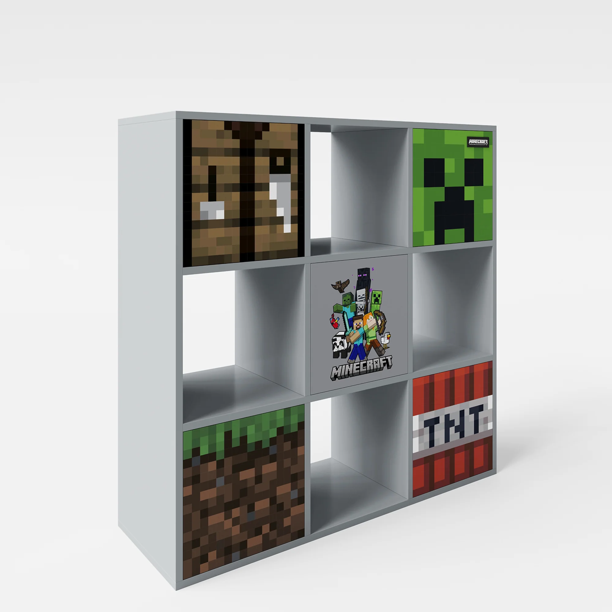 Regal 'Minecraft' mit 4 Fächern & 5 Türen - Push to Open System - Grau - Image 5