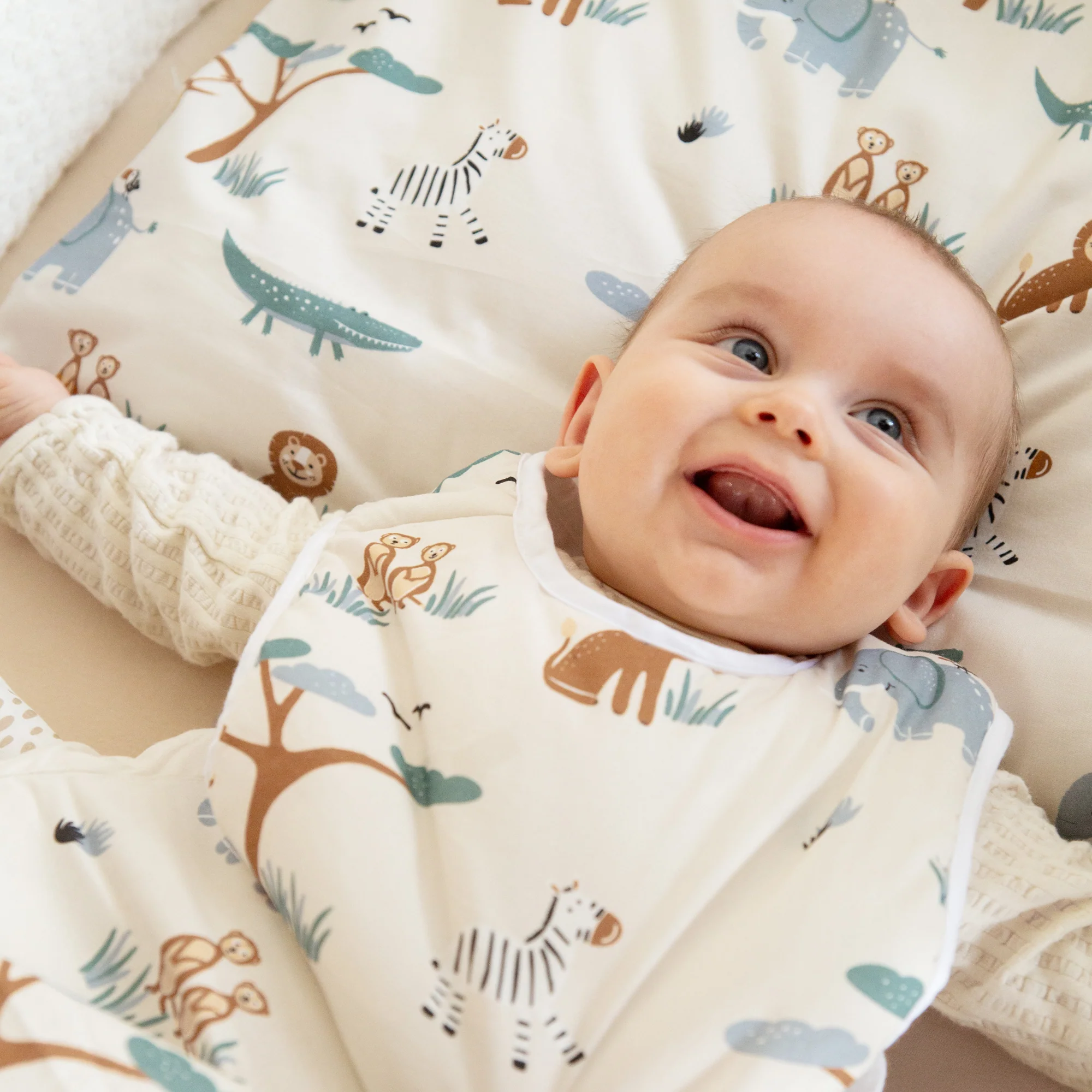 Babyschlafsack 'Savanna Friends' aus Baumwolle - Tiermotiv - Beige - Image 2