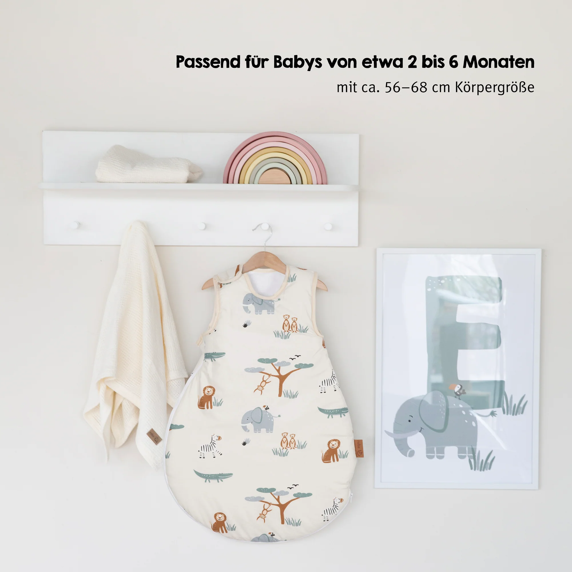 Babyschlafsack 'Savanna Friends' aus Baumwolle - Tiermotiv - Beige - Image 5