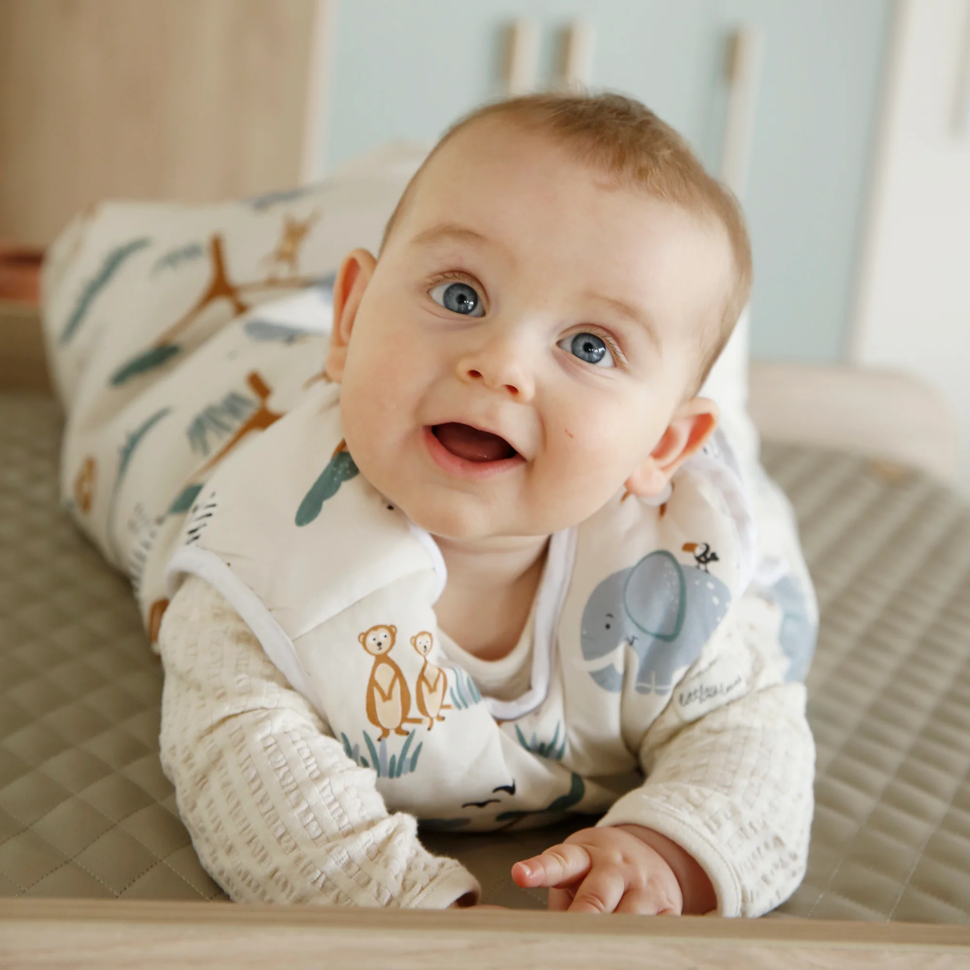 Babyschlafsack 'Savanna Friends' aus Baumwolle - Tiermotiv - Beige - Image 6