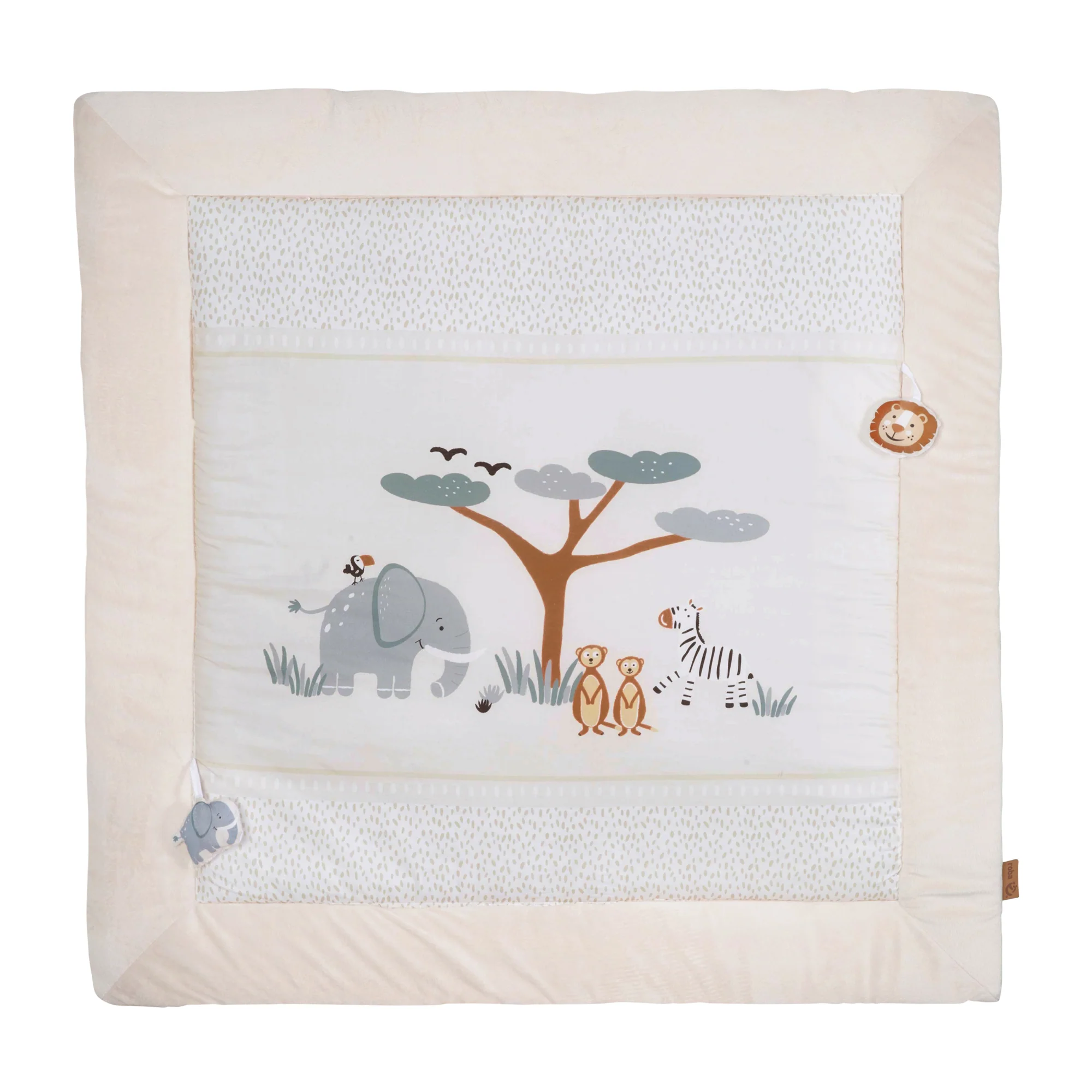 Krabbel- & Spieldecke 'Savanna Friends' 100 x 100 cm aus Baumwolle - Beige / Weiß - Image 6