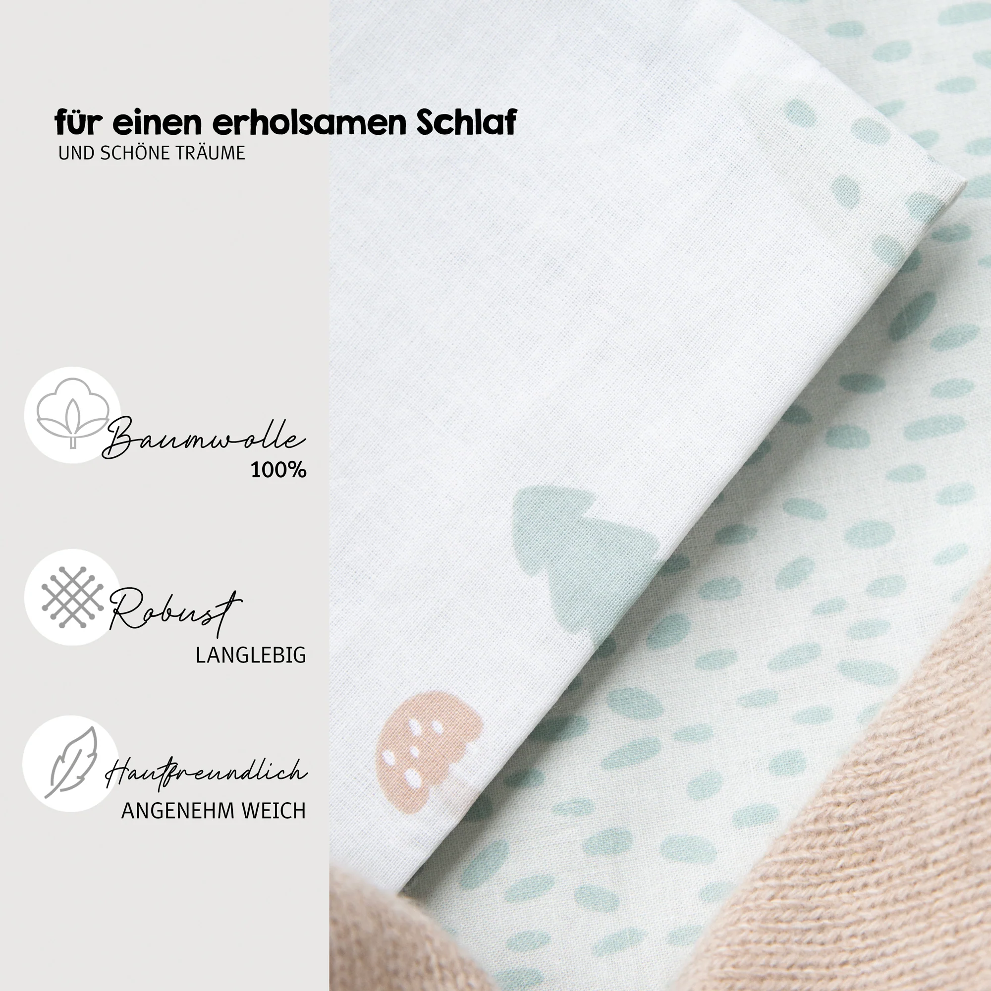 Kinderbettwäsche 'Woodland Buddies' - Bezug 100 x 135 cm - Pastellgrün - Image 4