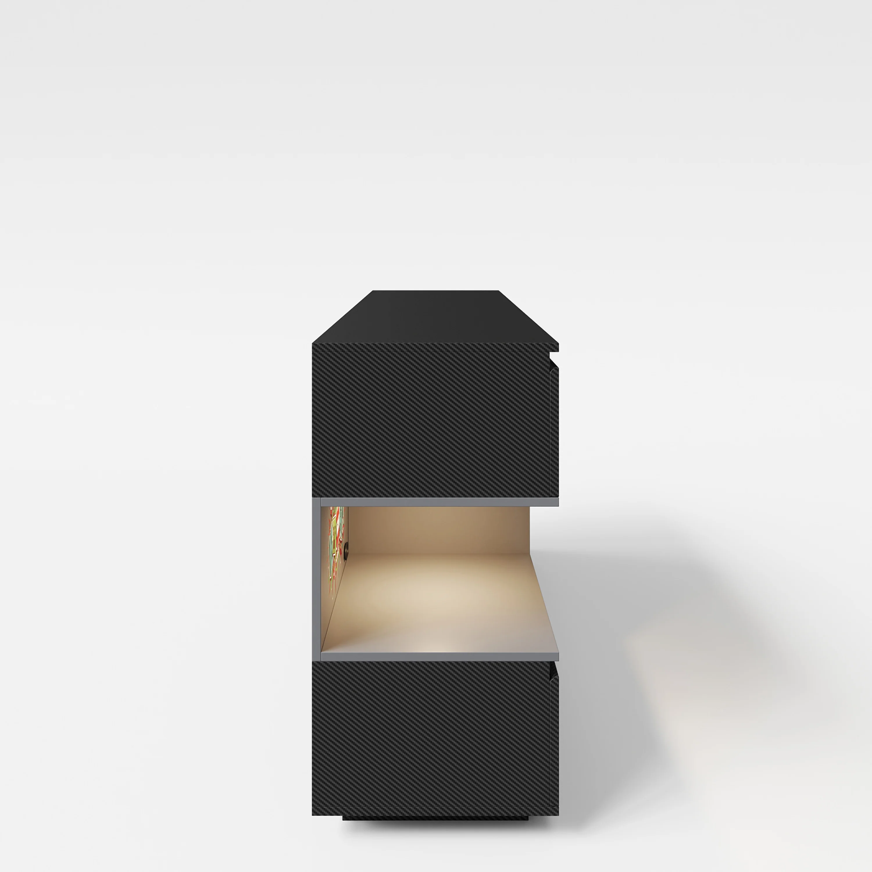Sideboard 'Minecraft' mit 5 Schubladen und 1 Tür - Offene Ablage für Konsole - Anthrazit - Image 5
