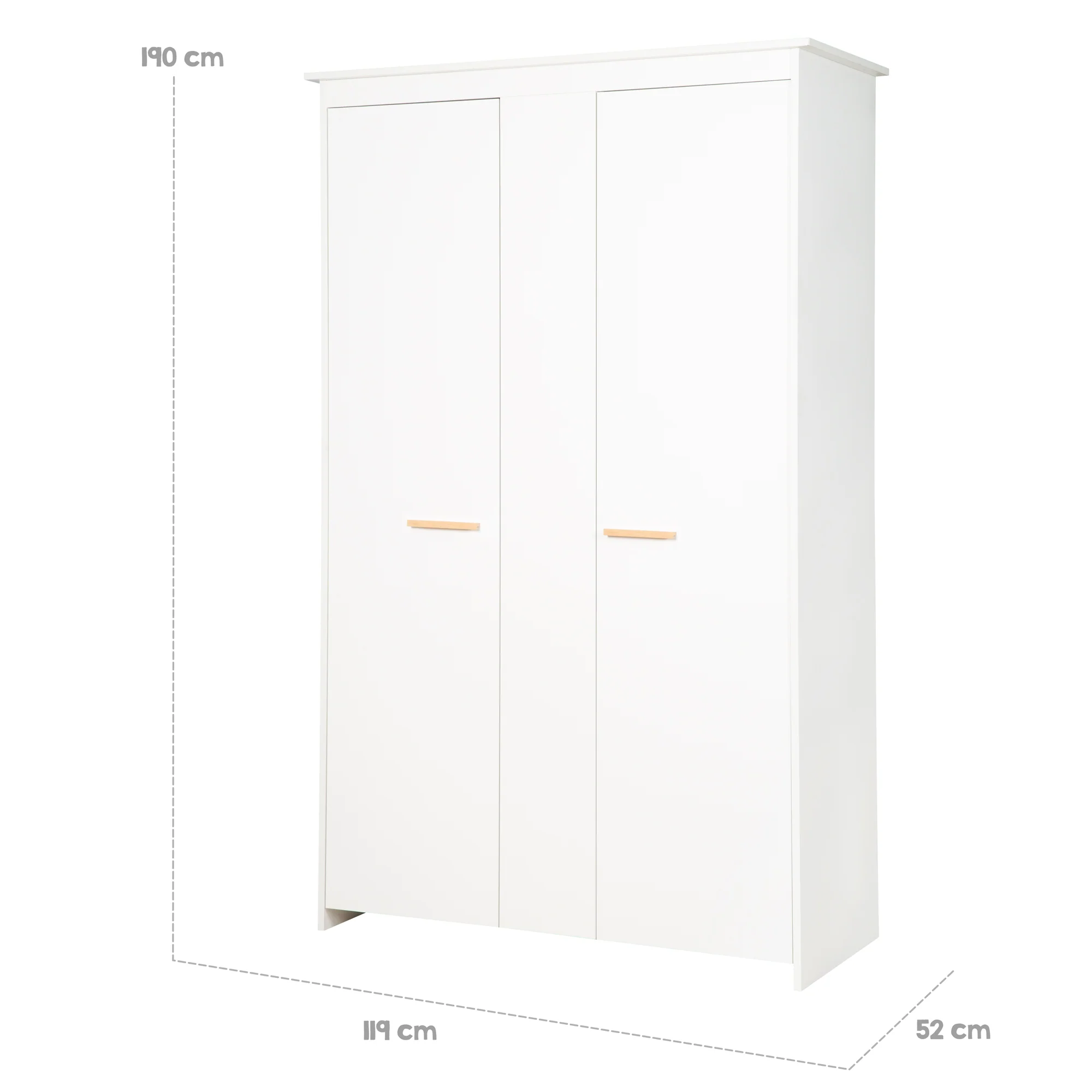 Kleiderschrank 'Anton' 2-türig, mit modernen Holzgriffen aus Buche, für Baby- & Kinderzimmer - Image 7