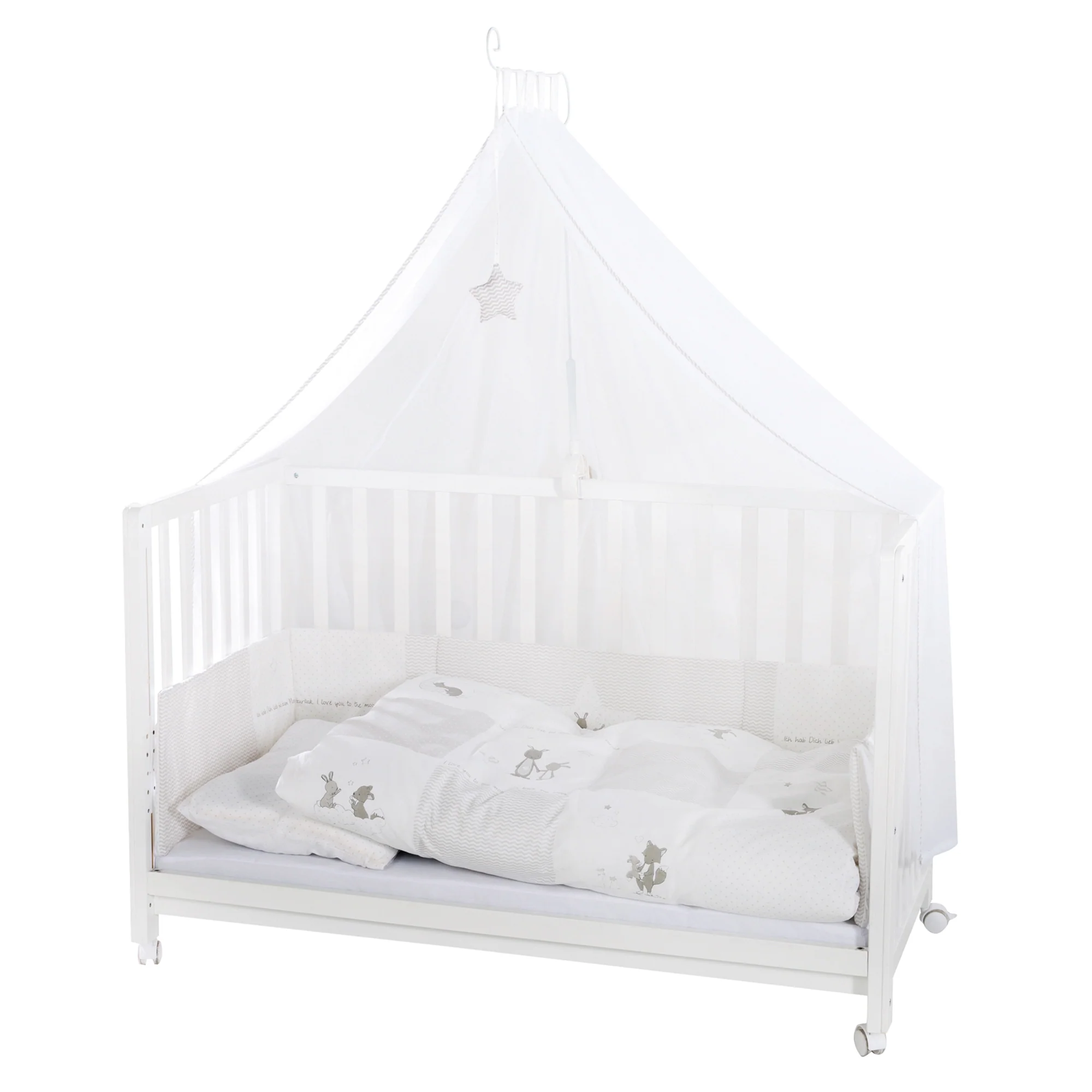 Room Bed 'Fox & Bunny', 60 x 120 cm, höhenverstellbar, Beistellbett zum Elternbett mit kompletter Ausstattung - Image 6
