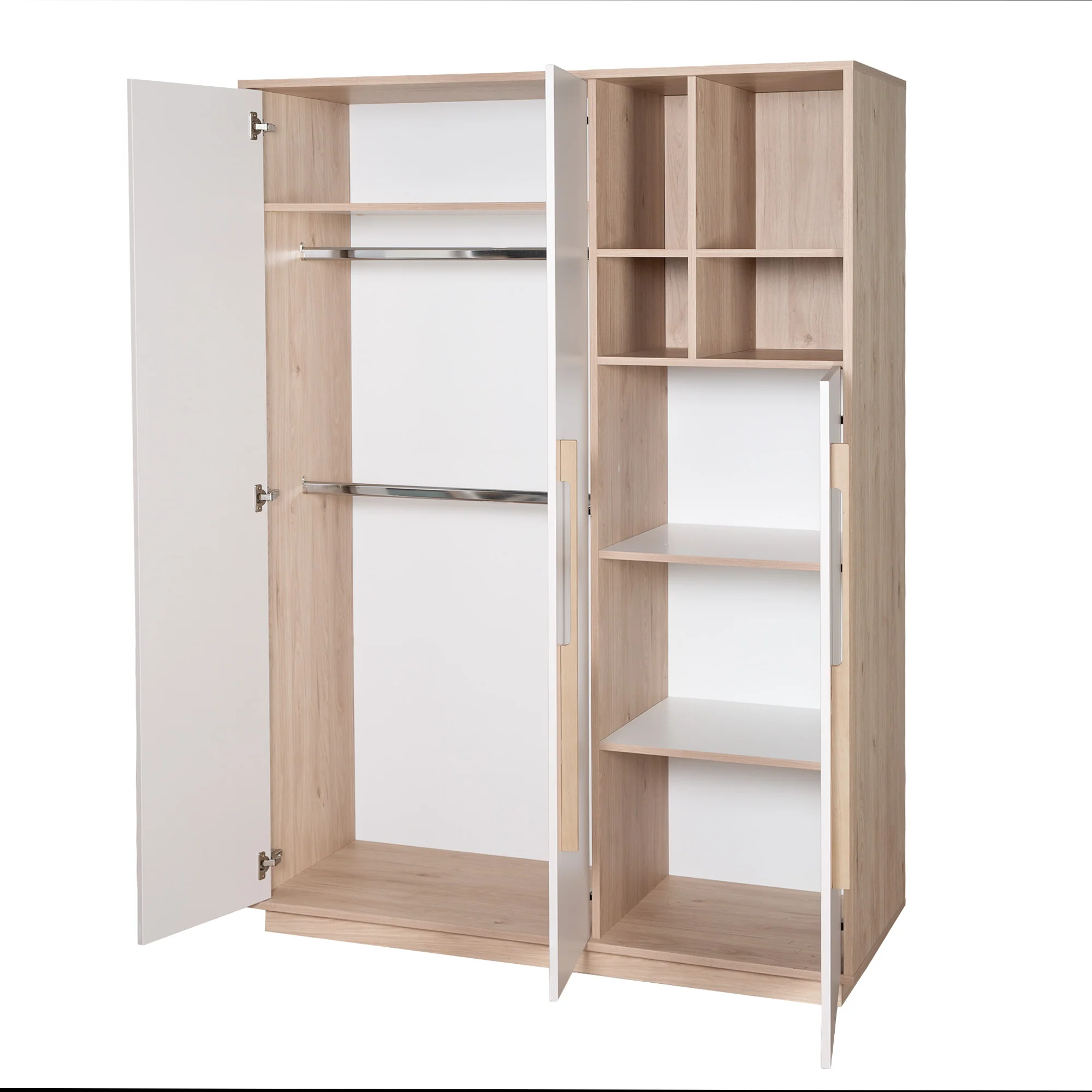 Kleiderschrank 'Elva' 3-türig mit offenem Fach - Soft-Close - Cashmere / Virginia Chestnut - Image 3