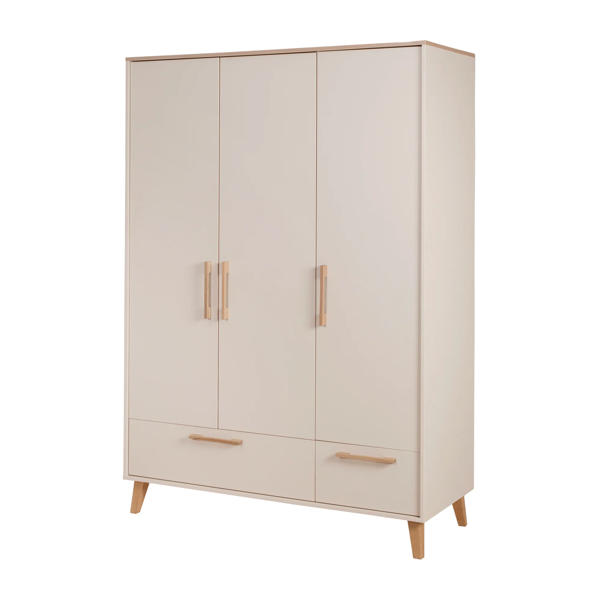 Kleiderschrank 'Jil' 3-türig mit 2 Schubladen - Cashmere / Chestnut - Image 6
