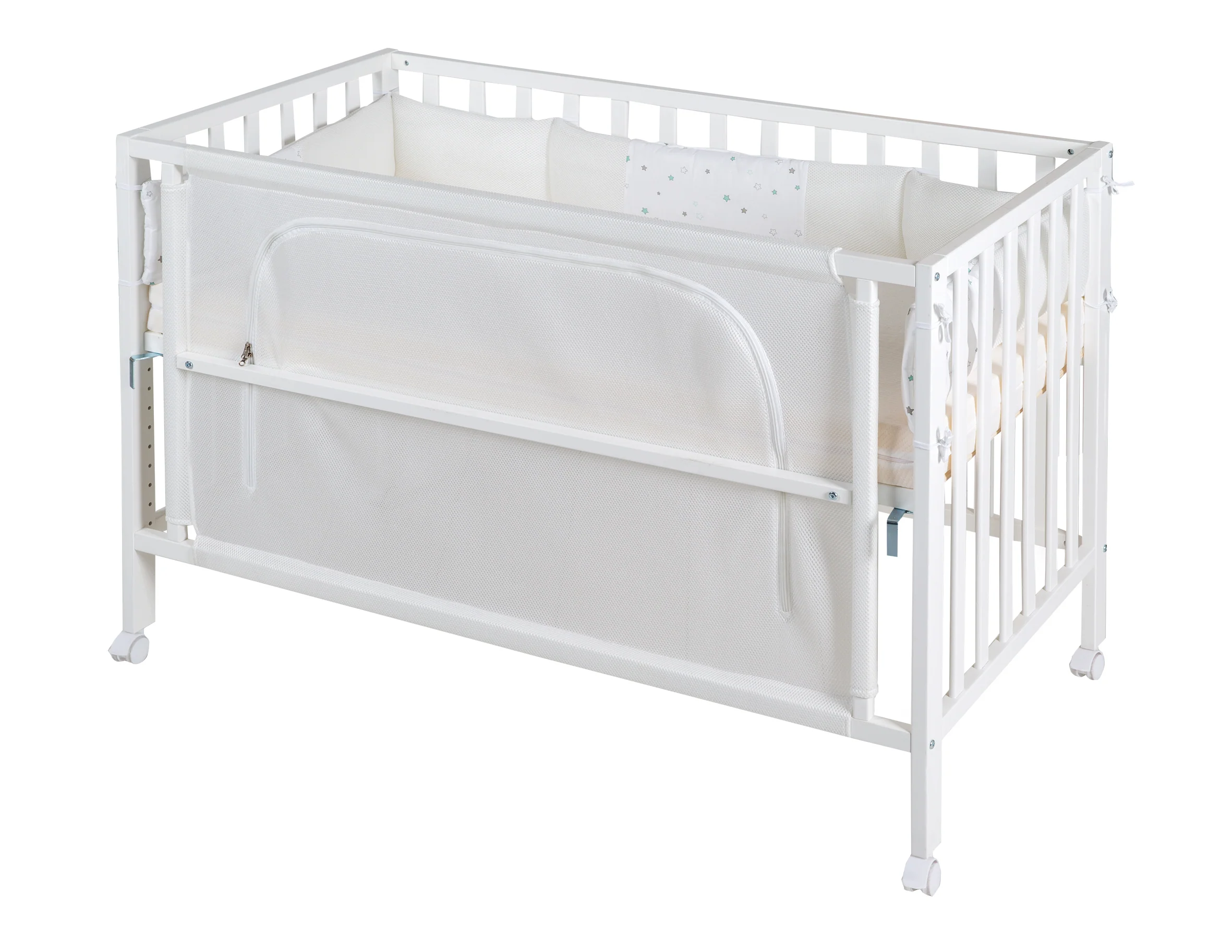 Room Bed 'safe asleep®', 60 x 120 cm, 'Sternenzauber', Beistellbett inkl. Zubehör, weiß lackiert - Image 3