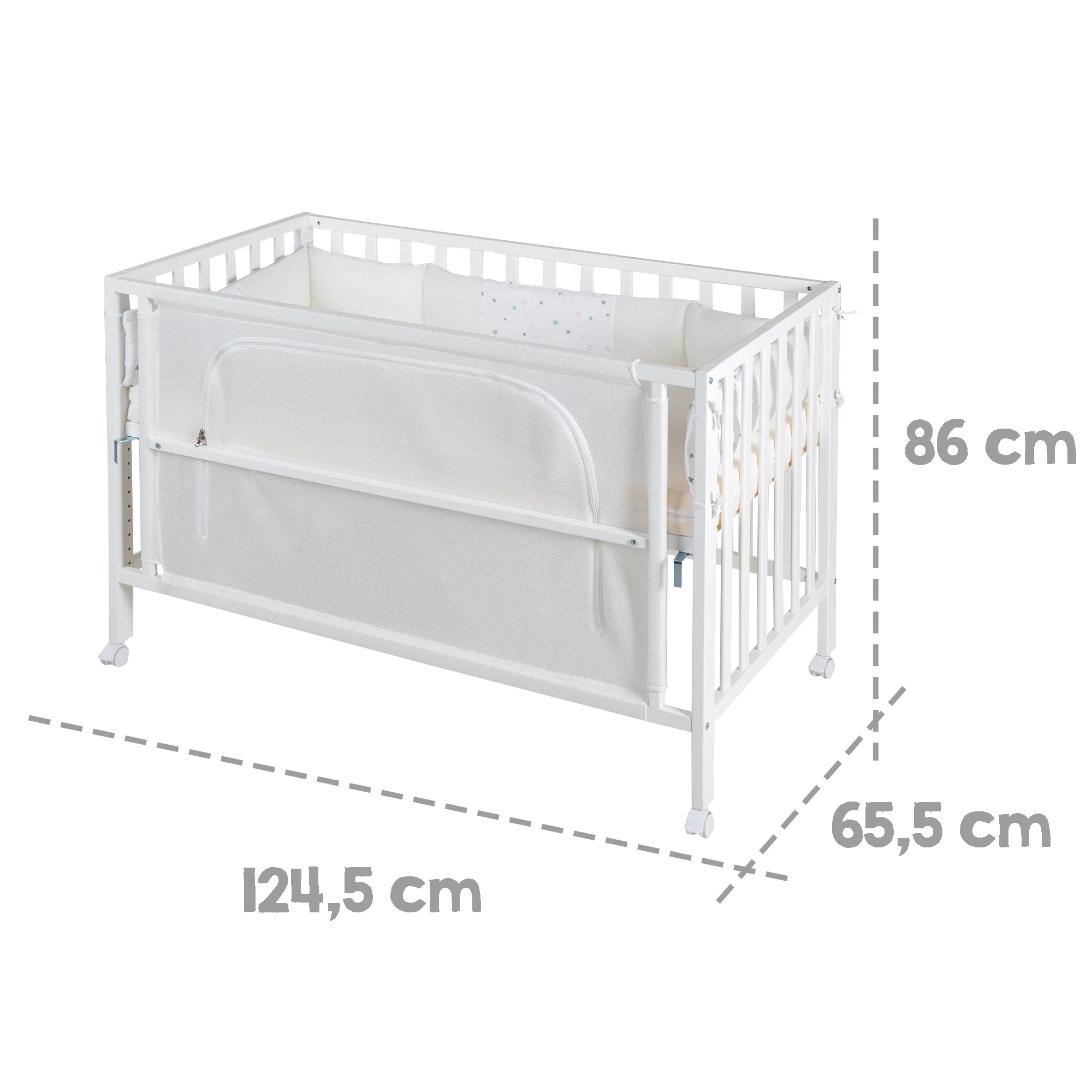 Room Bed 'safe asleep®', 60 x 120 cm, 'Sternenzauber', Beistellbett inkl. Zubehör, weiß lackiert - Image 7