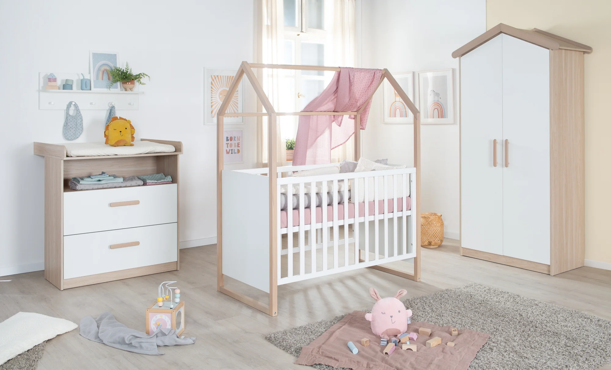 Wickelkommode 'Cabane' - Griffe aus Holz - Weiß/ Eiche - Image 8