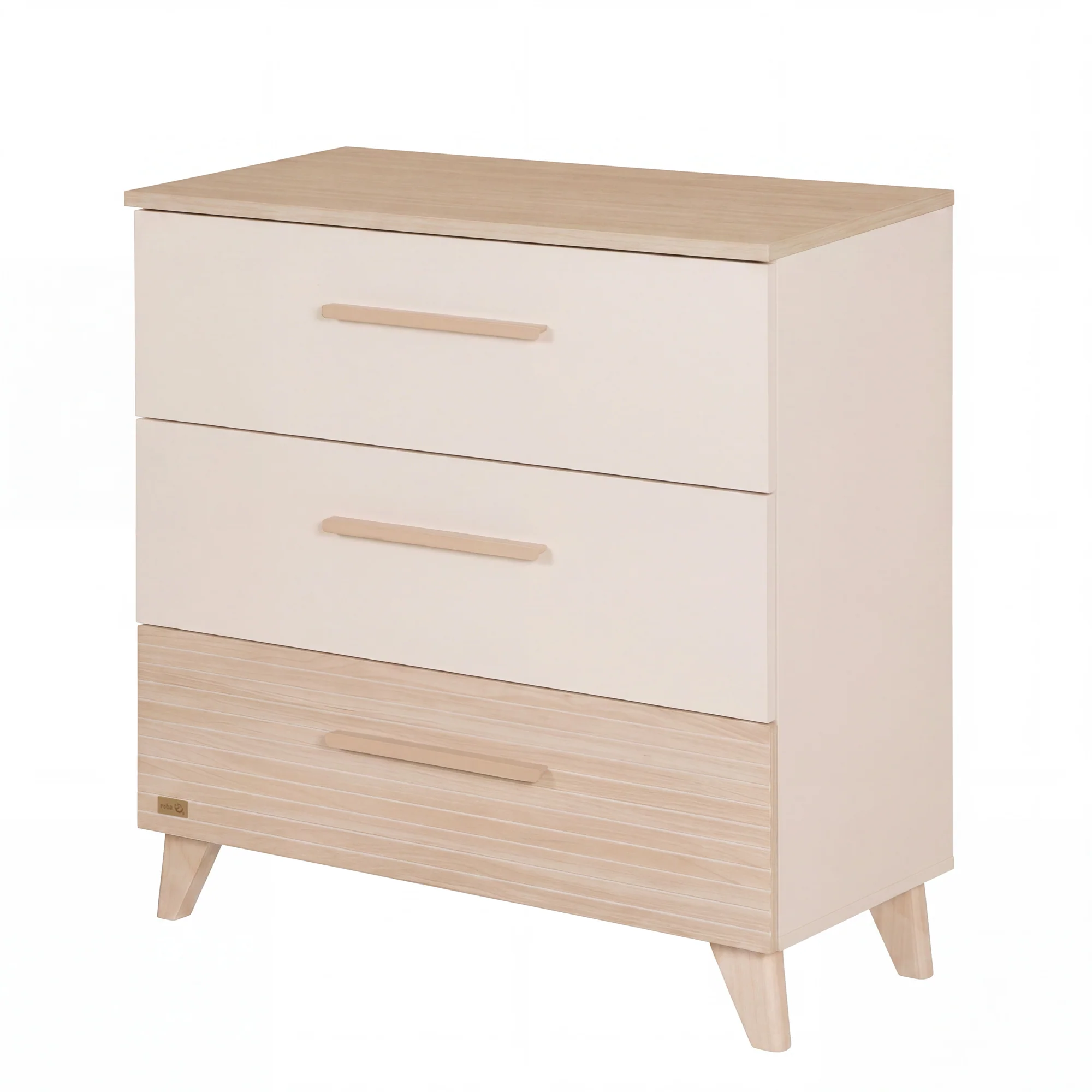 Wickelkommode 'Sidney' schmal aus Holz mit Schubladen - Beige / Dekor Eiche - Image 4