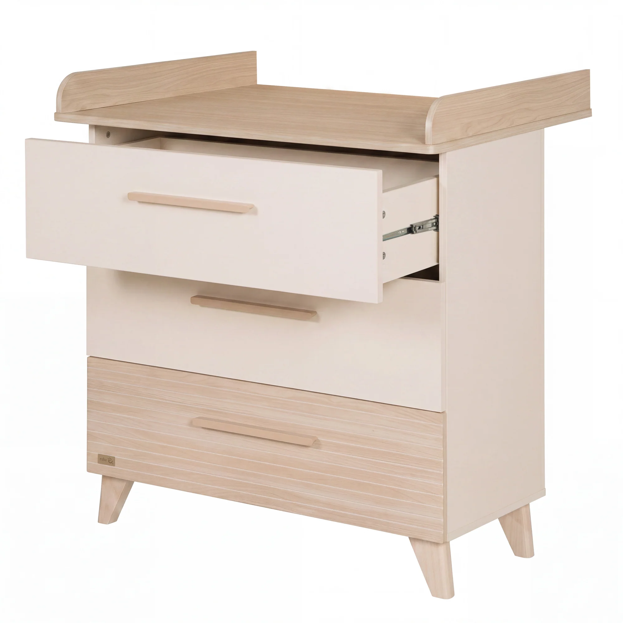 Wickelkommode 'Sidney' schmal aus Holz mit Schubladen - Beige / Dekor Eiche - Image 8