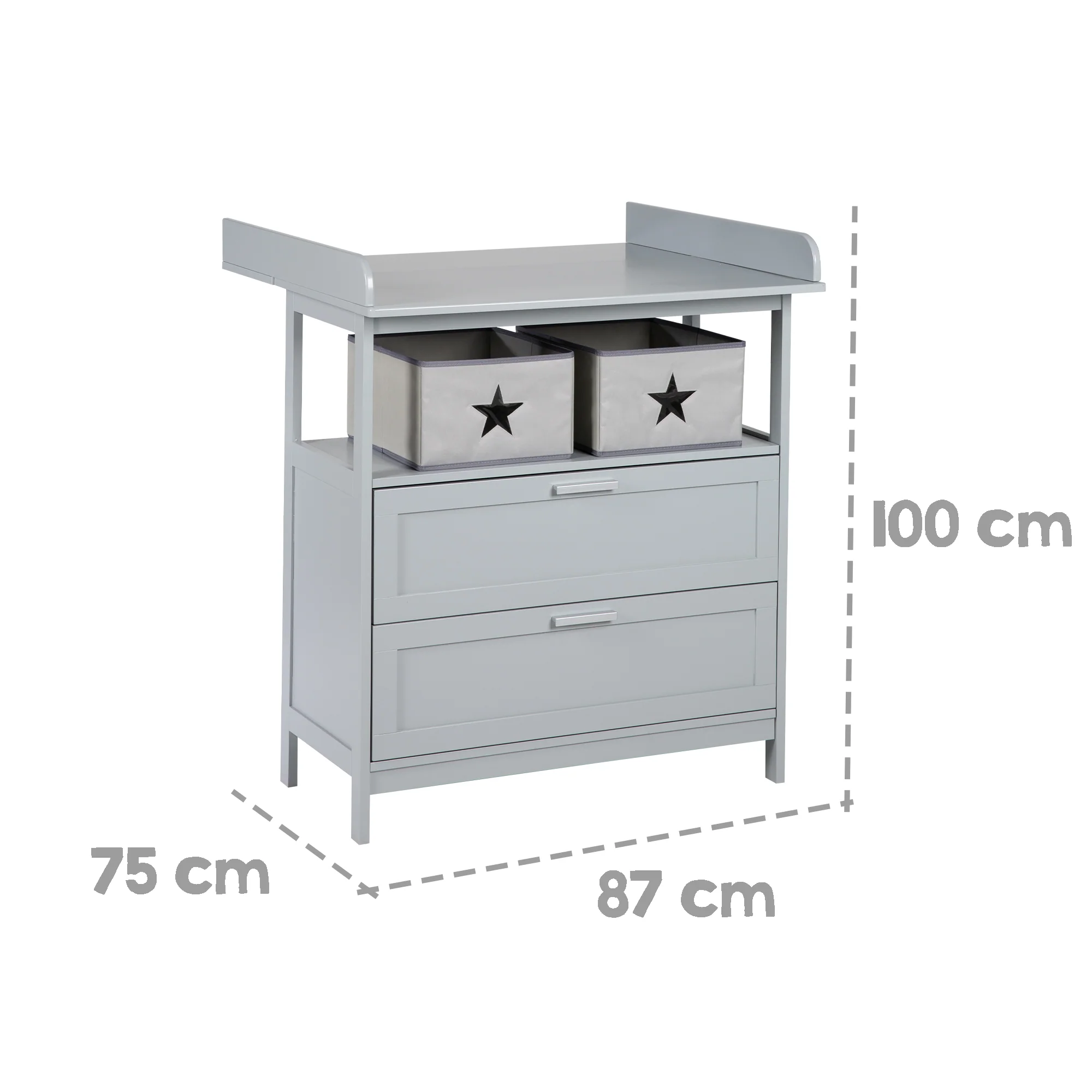 Wickelkommode 'Hamburg' mit Ansatz, 2 Schubladen & Boxen, Wandbefestigung, Wickelhöhe 92 cm - Image 7