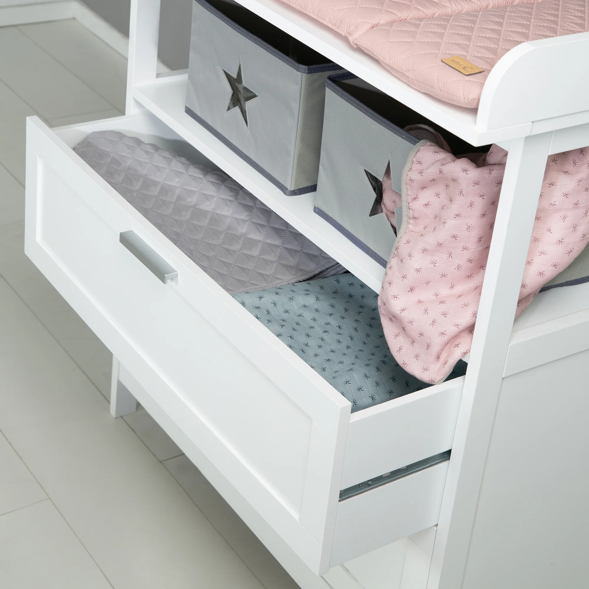 Wickelkommode 'Hamburg' mit Ansatz, 2 Schubladen, 2 Boxen, Wandbefestigung, Wickelhöhe 92 cm - Image 7